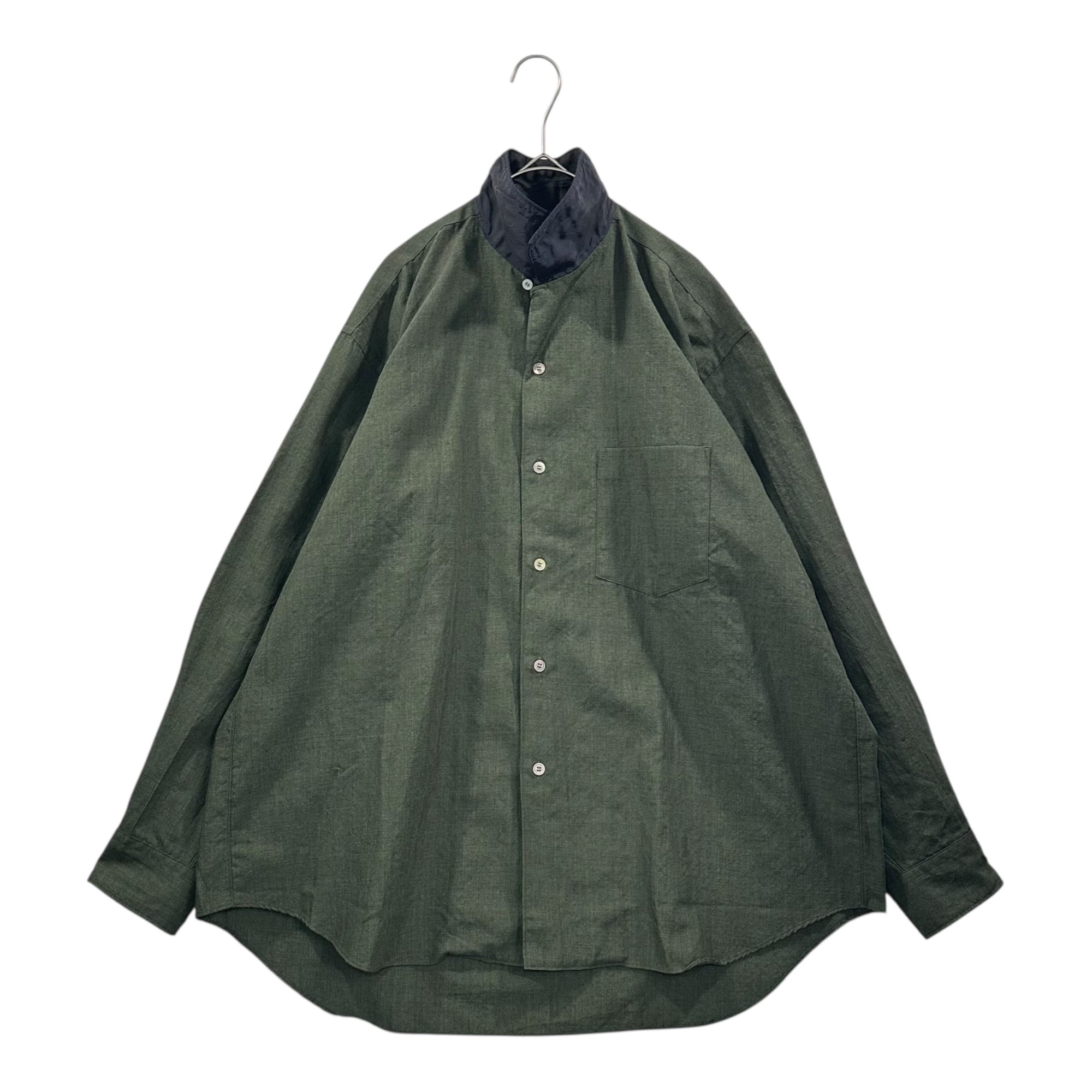 COMME des GARCONS HOMME PLUS(コムデギャルソンオムプリュス) 91SS Open Collar with Collar Change L/S Shirt オープンカラー 襟切替 長袖 シャツ PB-050170 表記無(FREE) オリーブ×ブラック 90's 90年代 AD1990 ヴィンテージ