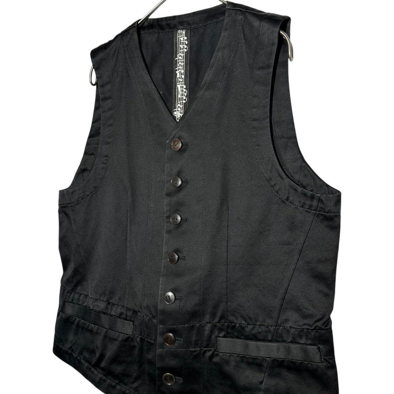 NUMBER (N)INE(ナンバーナイン) 07SS musical note print gilet vest 音符 プリント ジレ ベスト 宮下本人期 ABOUT A BOY期 S07-NJ031B FREE ブラック×ホワイト
