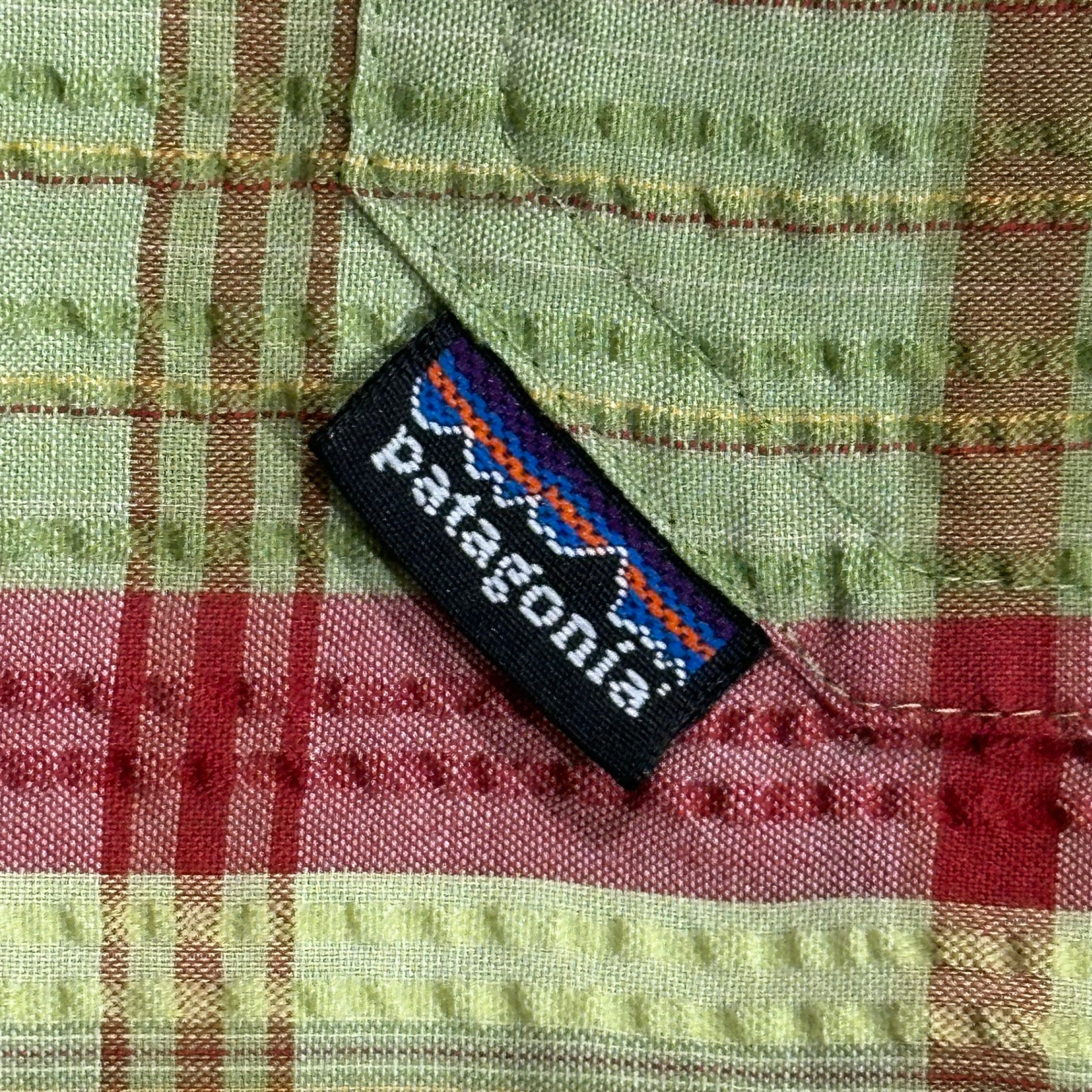 Patagonia(パタゴニア) 2006's Puckerwear Shirt パッカーウェア シャツ 52998S6 M グリーン×レッド 00's 半袖 シアサッカー