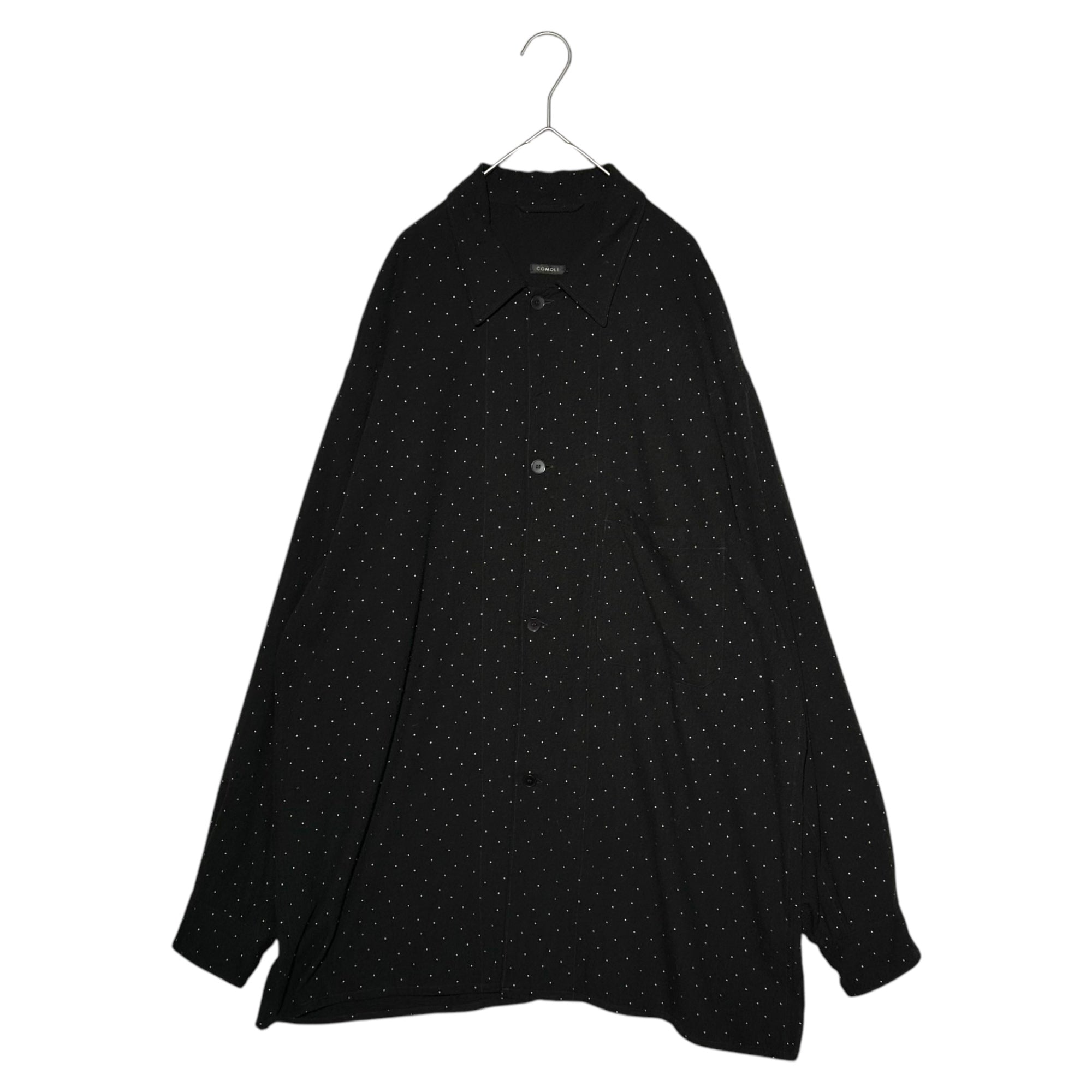 COMOLI(コモリ) 24SS Silk Noil Dot Shirt Jacket シルクノイルドット シャツ ジャケット Z01-01029 3 ブラック