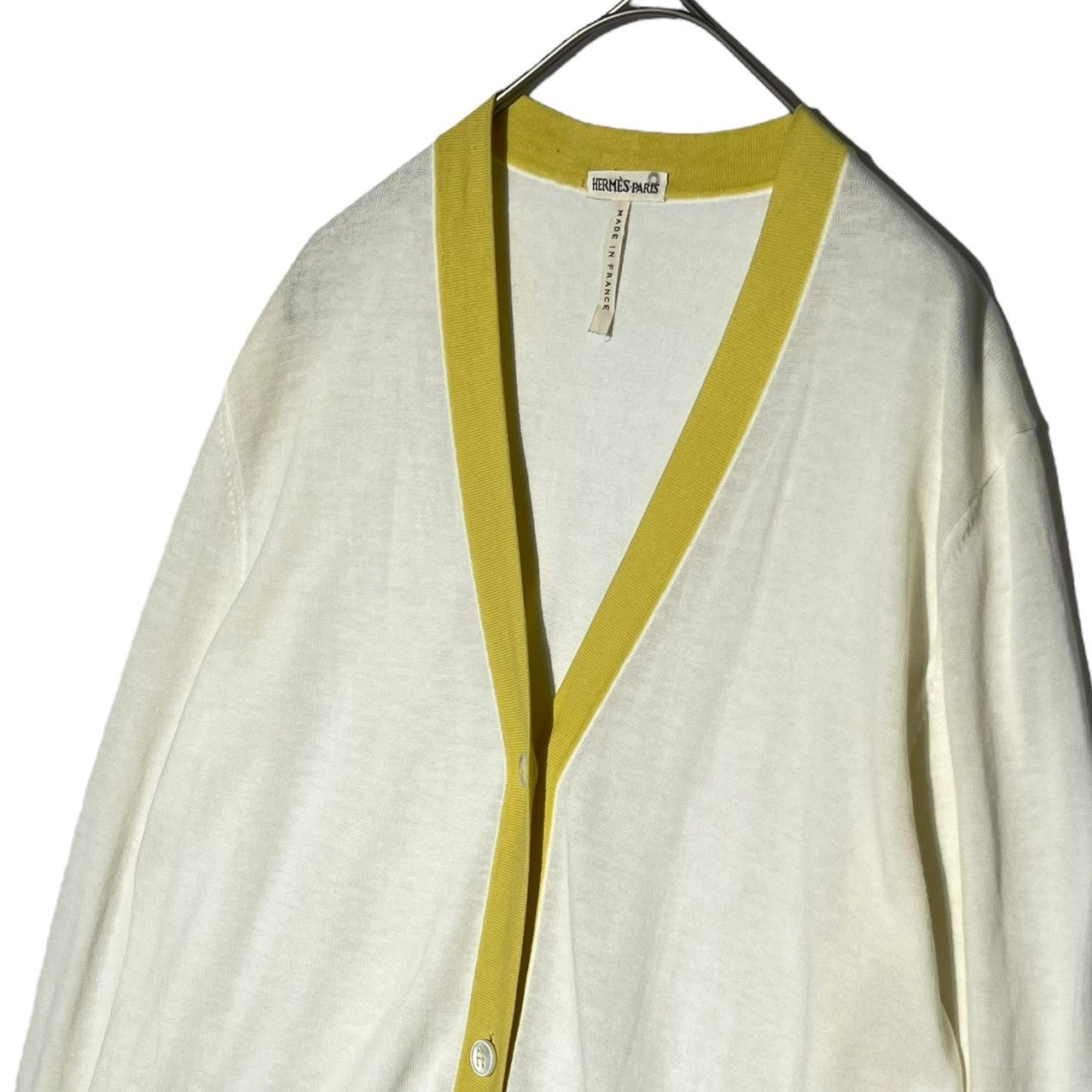 HERMES(エルメス) BY MARGIELA bicolor cardigan マルジェラ期 バイカラー コットン カーディガン ME ホワイト×イエロー