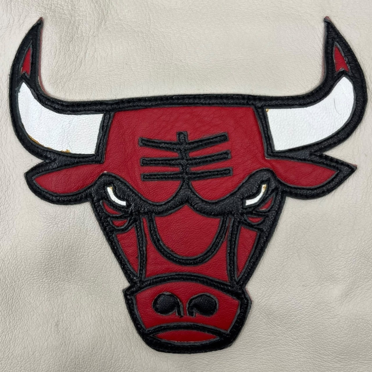 Jeff Hamilton(ジェフハミルトン) 1996 "NBA 50" BULLS Leather LIMITED EDITION JACKET ブルズ レザー スタジアム ジャケット L レッド×ホワイト 90's 90年代 スタジャン 90年代 マイケル ジョーダン ジェフハミルトンサイン入り