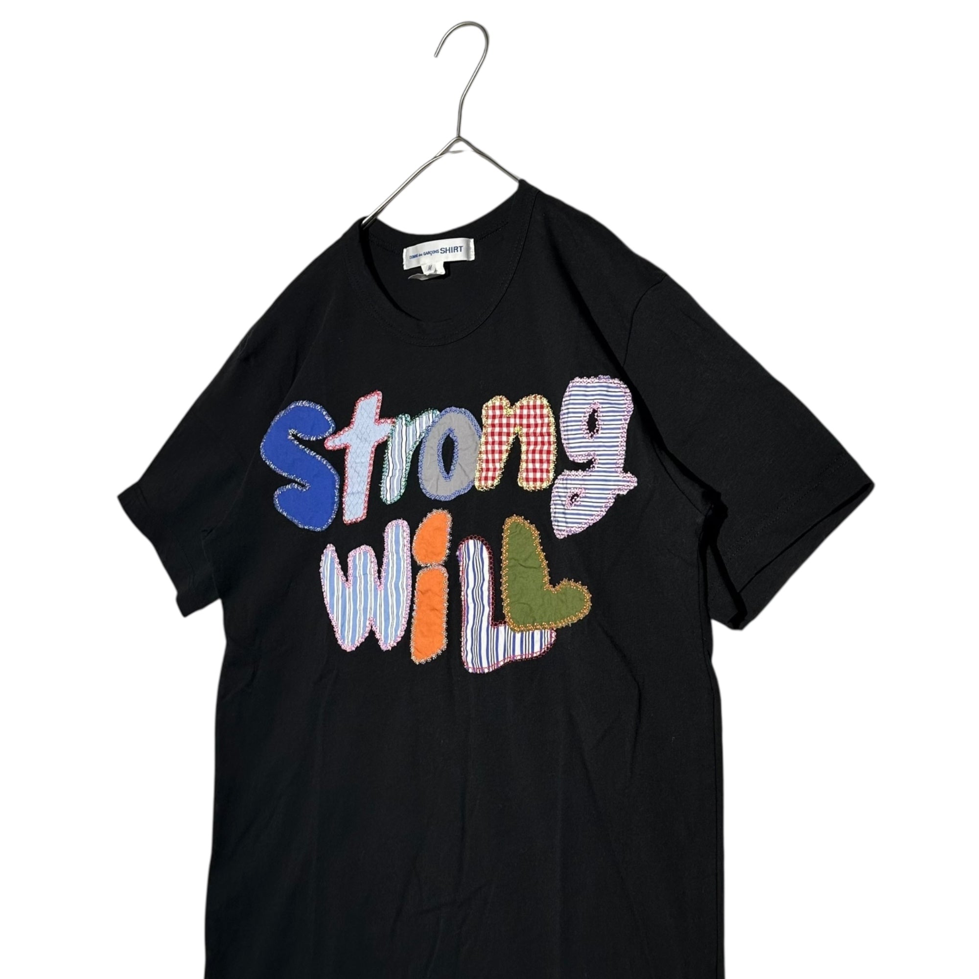 COMME des GARCONS SHIRT(コムデギャルソンシャツ) 24AW cotton jersey plain with embroidery "STRONG WILL" 刺繍 半袖 Tシャツ FN-T001 M ブラック