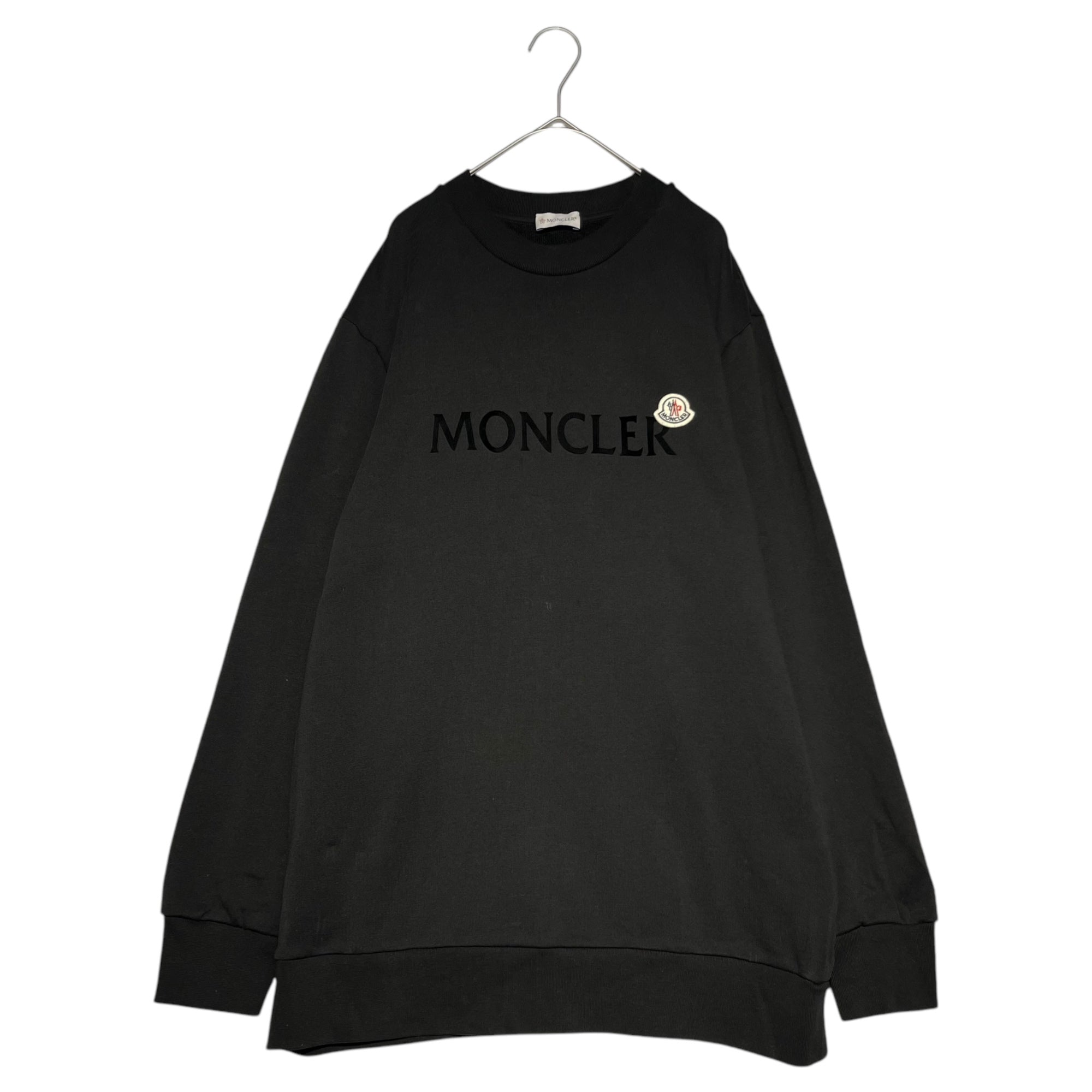 MONCLER(モンクレール) MONCLER SWEATSHIRT WITH LOGO ロゴ プリント ワッペン クルーネック スウェット H20918G00034 L ブラック 2022年モデル