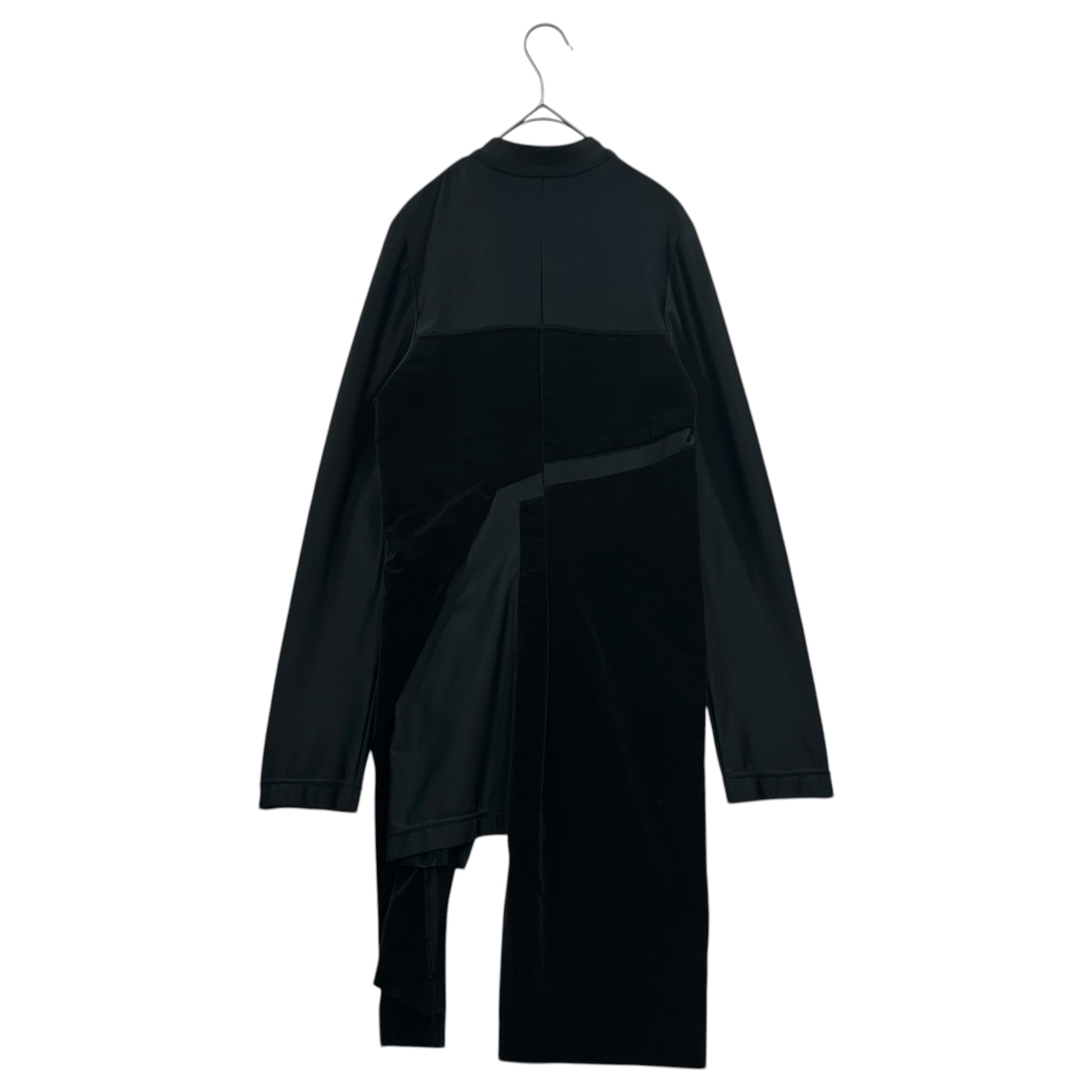 COMME des GARCONS(コムデギャルソン) 07AW BIG-Button Mixed-Fabric Stretch Coat デカボタン 異素材切替 ストレッチ コート GT-J050 S ブラック AD2007 ジャケット ワンピース アシンメトリー