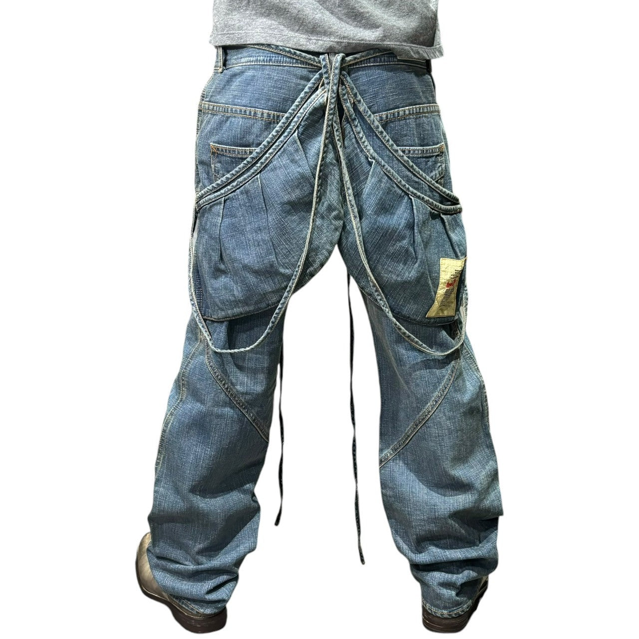Heart jean(ハートジーン) 00's Flap pocket bondage flare denim pants フラップ ポケット ボンテージ フレア デニム パンツ M インディゴ Y2K