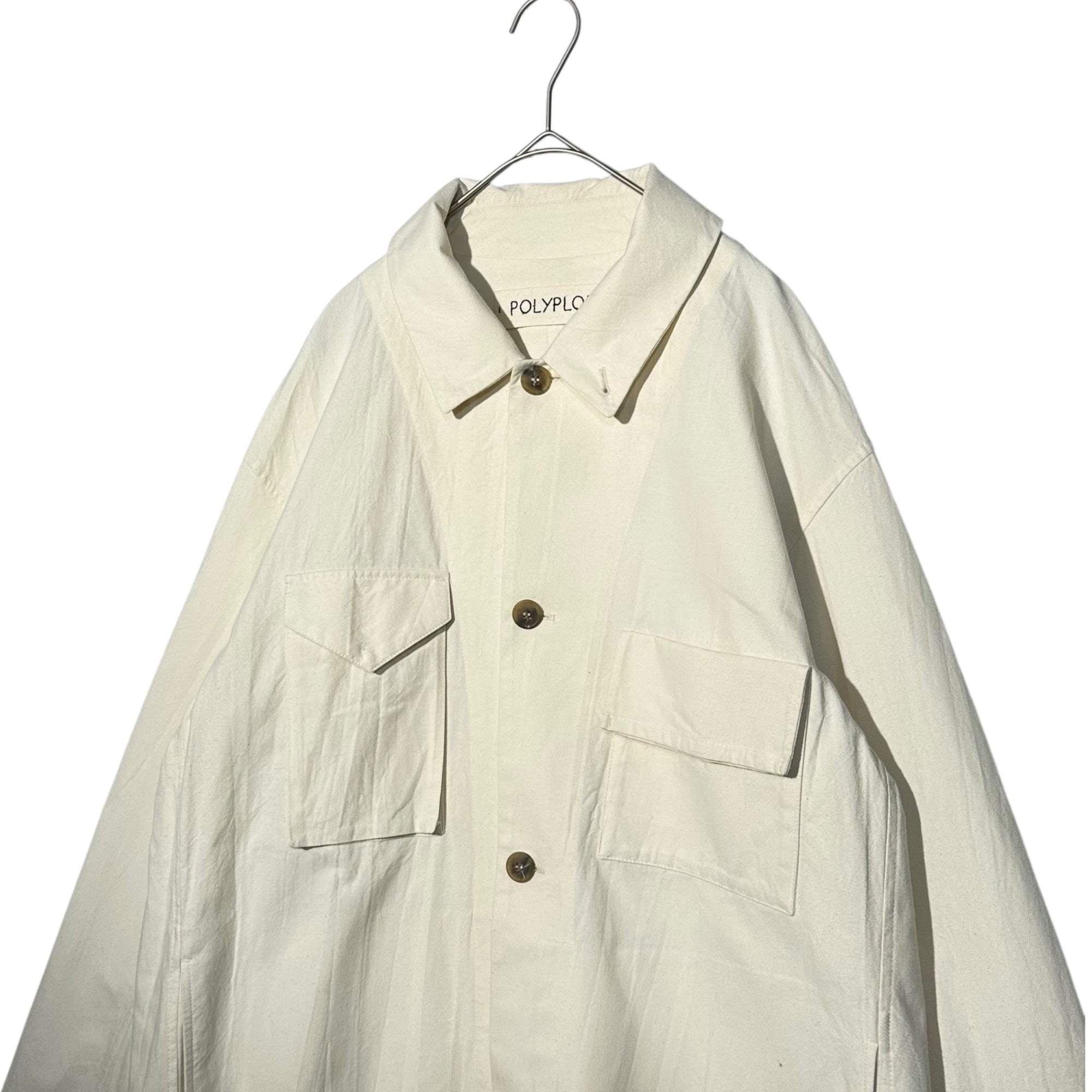POLYPLOID(ポリプロイド) WORKWEAR JACKET -A- ワークウェア ジャケット Aタイプ コットン シャツジャケット アシンメトリー 08-A-08 WWJK 3(M) アイボリー 定番人気商品