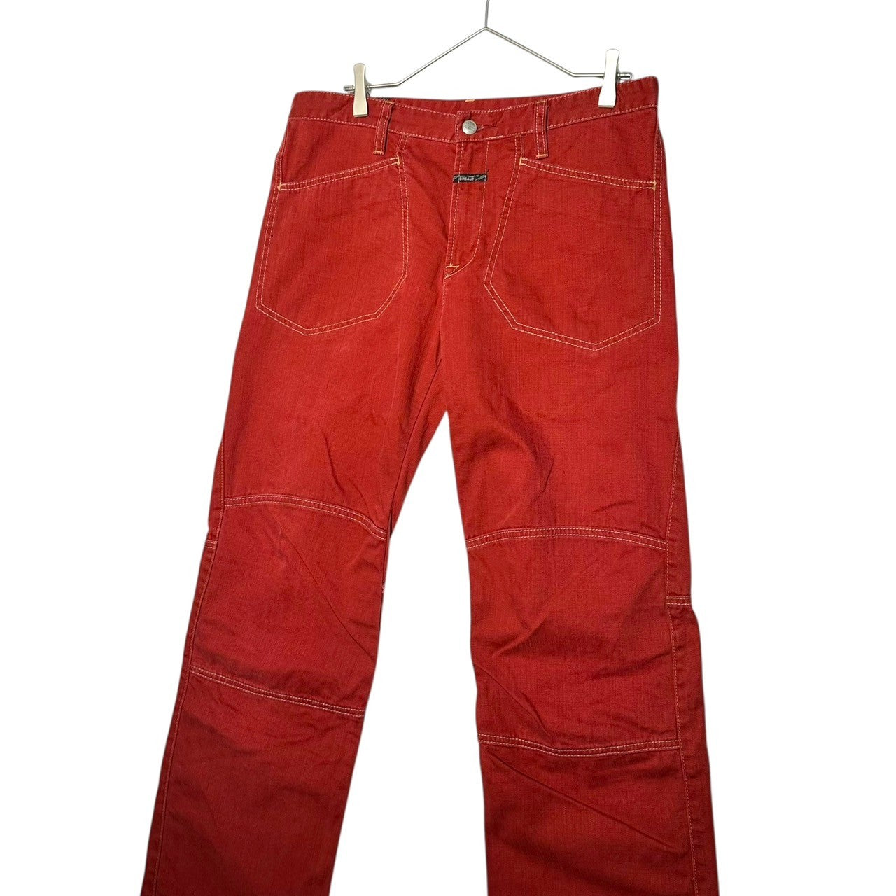 MARITHE FRANCOIS GIRBAUD(マリテフランソワジルボー) 00's Double Knee Wide Denim Pants ダブルニー ワイド デニム パンツ M7-2819 L レッド