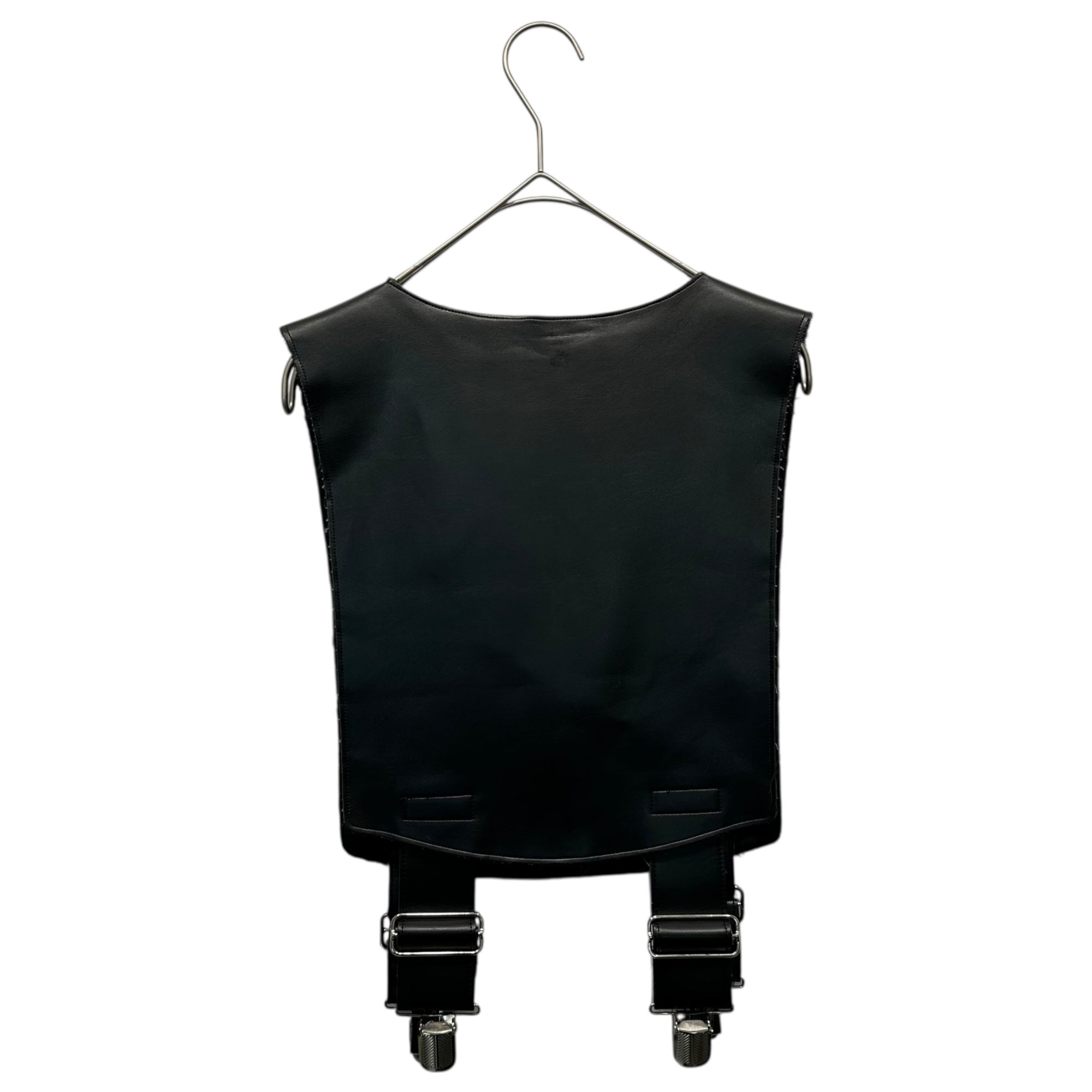 BLACK COMME des GARCONS(ブラックコムデギャルソン) 19SS Faux Leather Suspenders Vest Gilet フェイク レザー サスペンダー ベスト ジレ 1C-V006 S ブラック AD2018