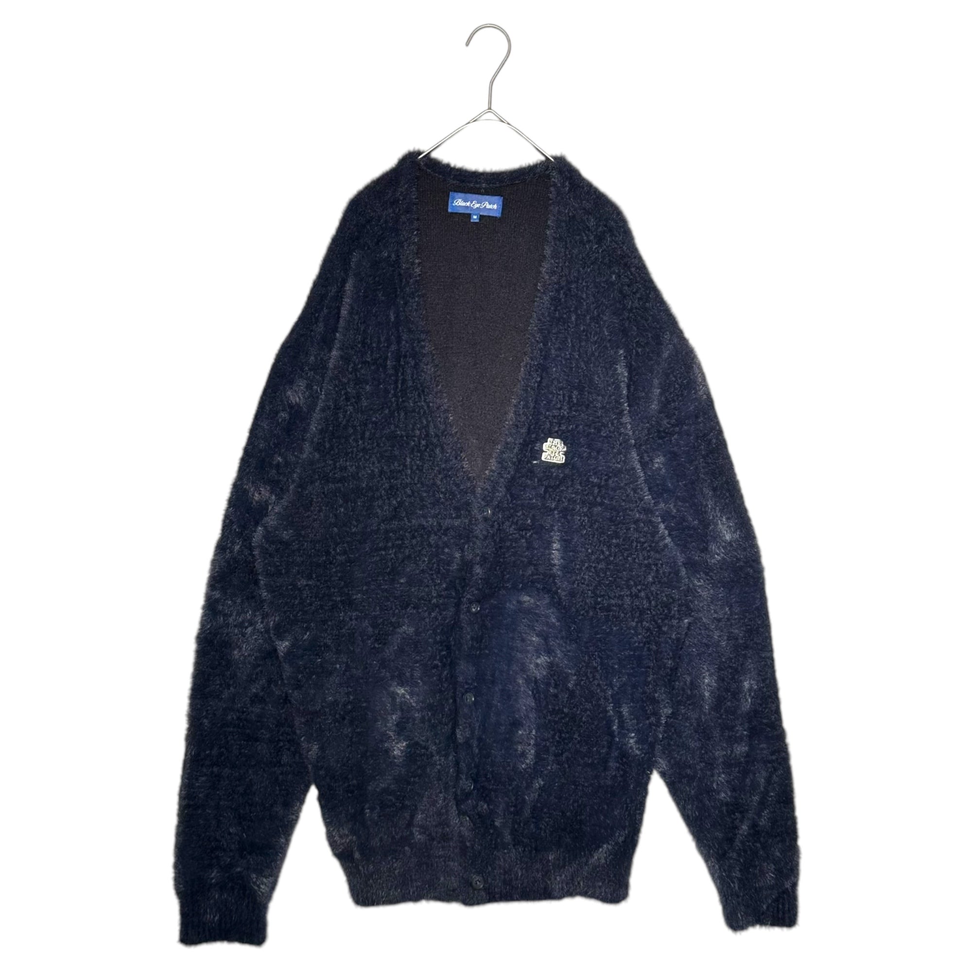 BLACK EYE PATCH(ブラックアイパッチ) OG LABEL SHAGGY CARDIGAN シャギー カーディガン M ネイビー