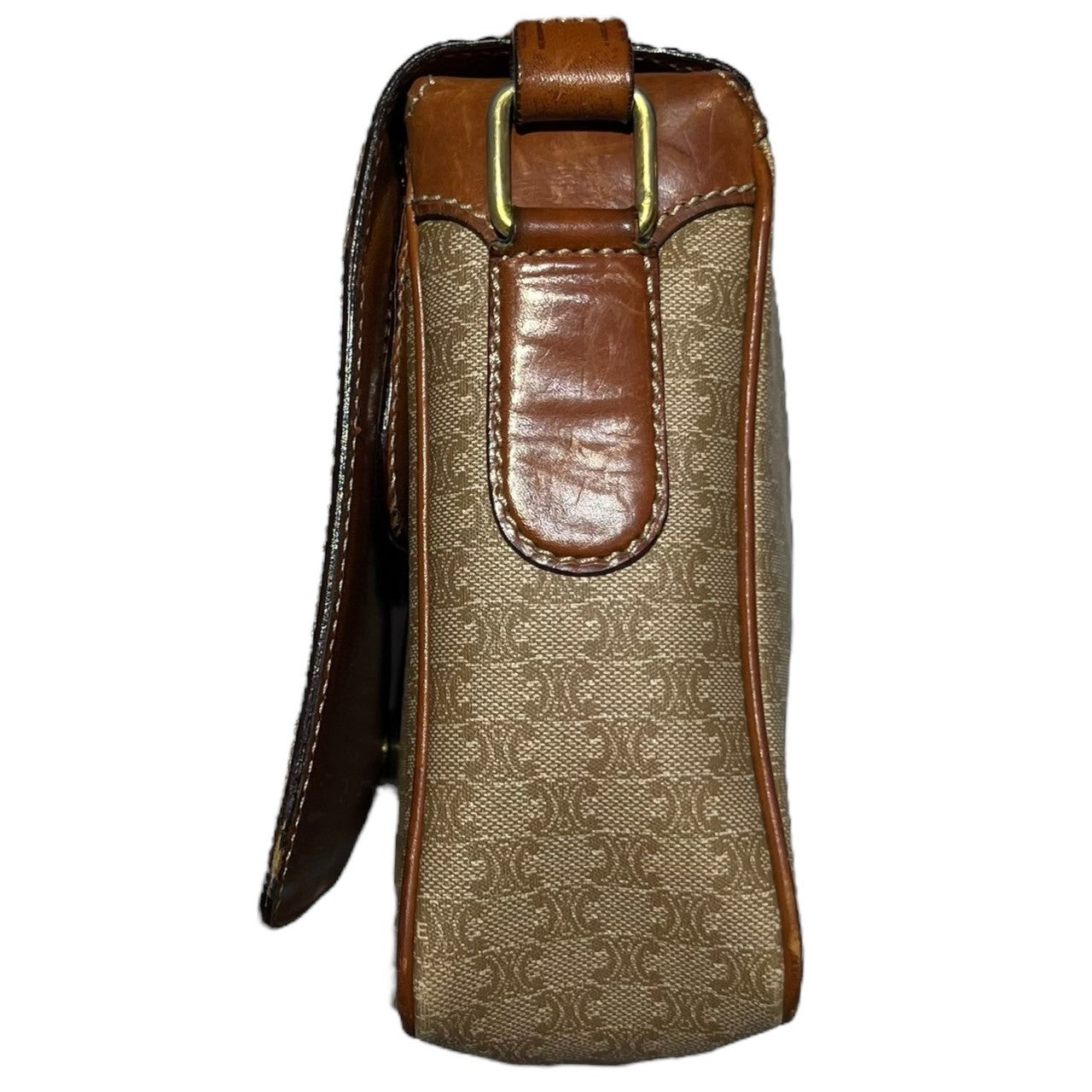 CELINE(セリーヌ) Vintage macadam pattern leather shoulder bag ヴィンテージ マカダム柄 レザー ショルダーバッグ M07 ベージュ×ブラウン OLD