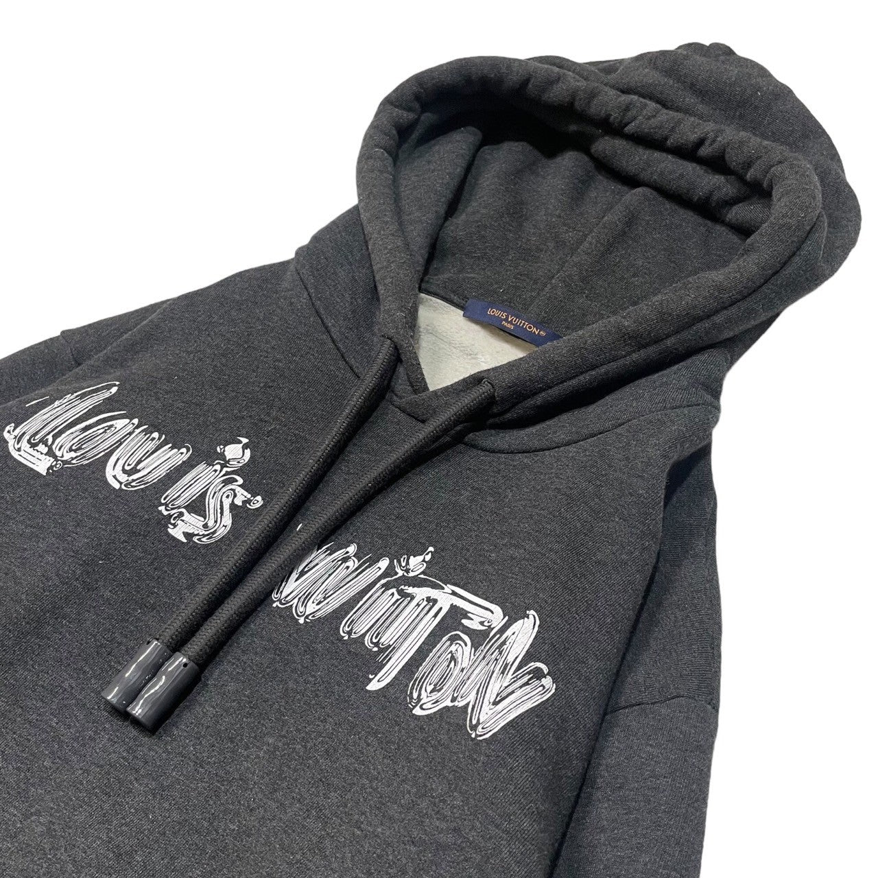 LOUIS VUITTON(ルイヴィトン) 24SS LOGO PRINT PARKA ロゴプリント パーカー RM241MQ UYR HQY47W M チャコールグレー×ホワイト