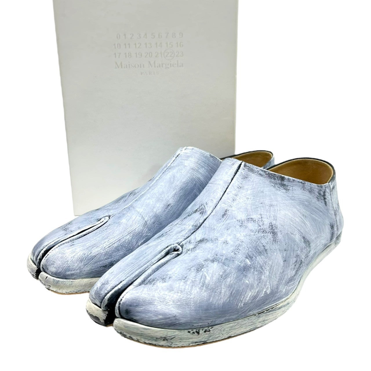 MAISON MARGIELA(メゾンマルジェラ) 21AW Paint Tabi Babouche ペンキ ペイント 足袋 バブーシュ レザー スリッポン S57WR0051 42(27.0cm程度) ホワイト