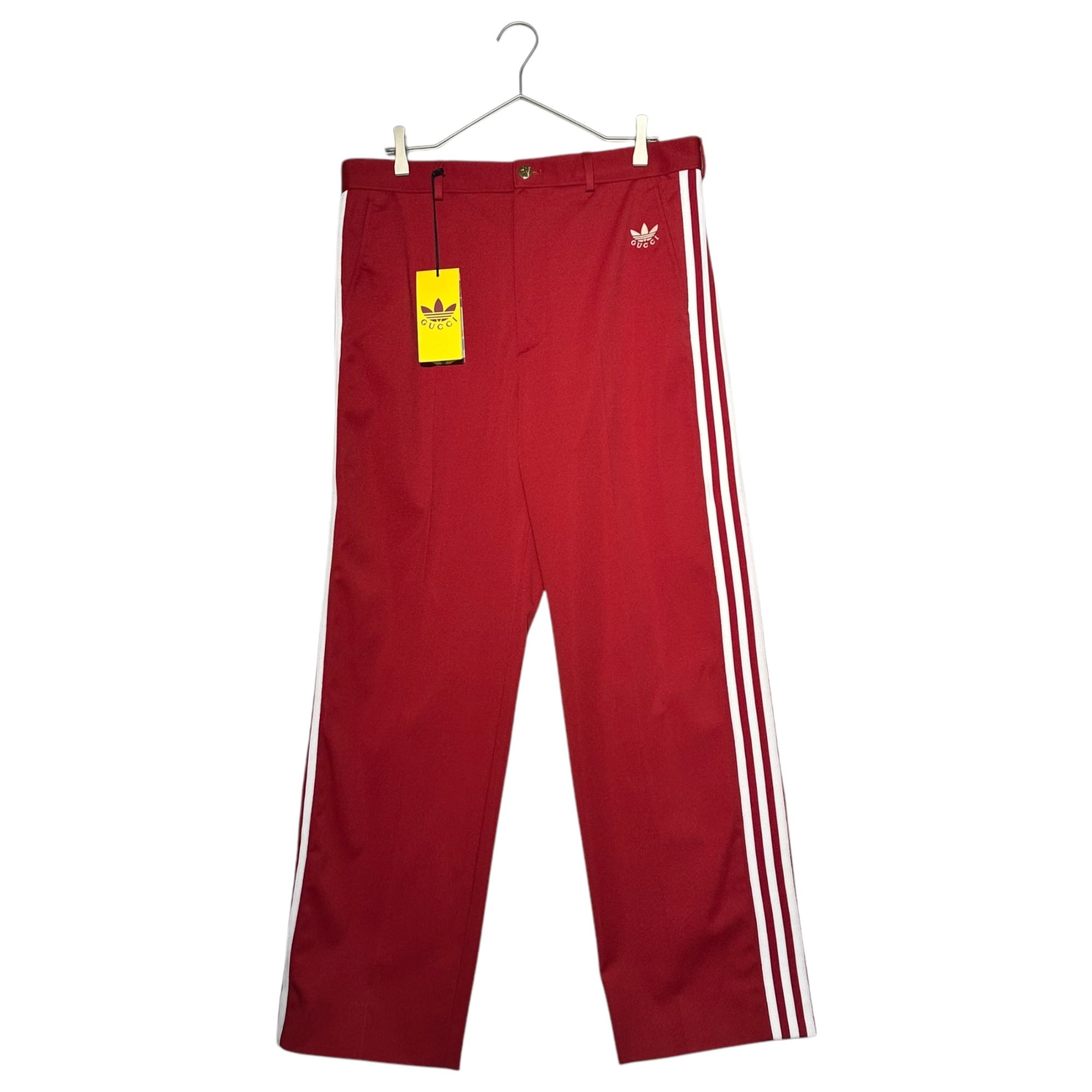 GUCCI × adidas(グッチ × アディダス) Trefoil Jacquard Pants Slacks トレフォイル ジャガード パンツ スラックス 710399 50(L程度) レッド ミケーレ期 コラボ 3ライン ロゴ