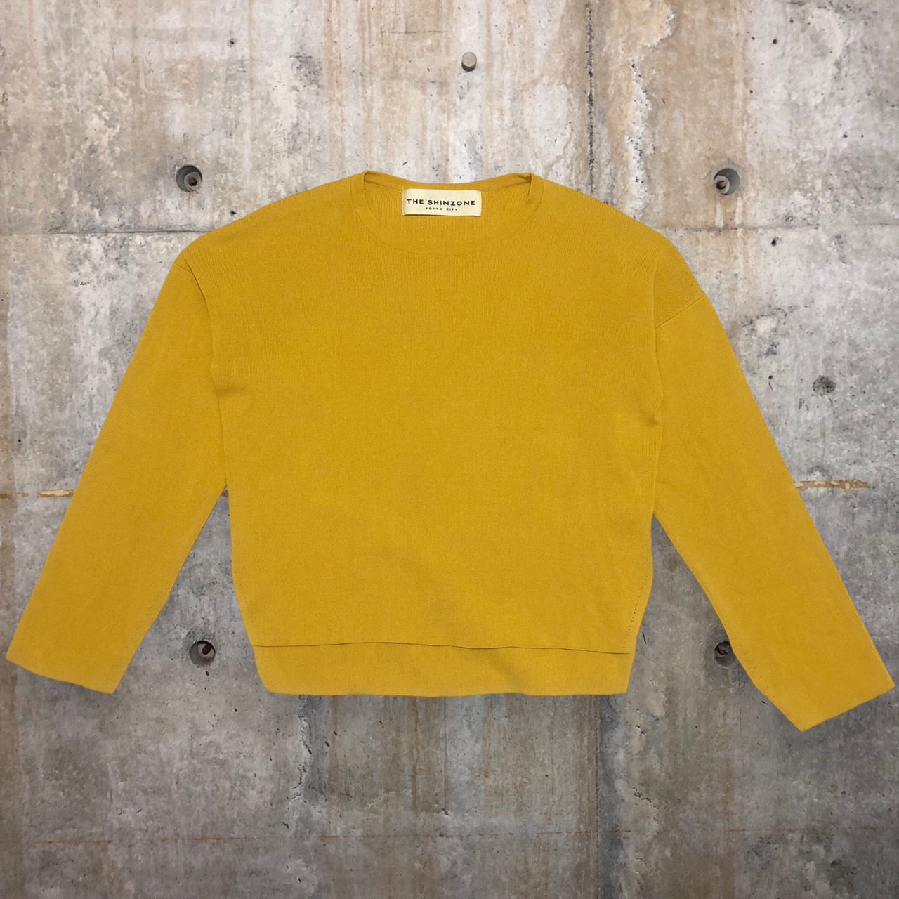 THE SHINZONE(ザシンゾーン) ハイゲージショート丈ニット/サイドスリット 17AMSNI04 FREE イエロー