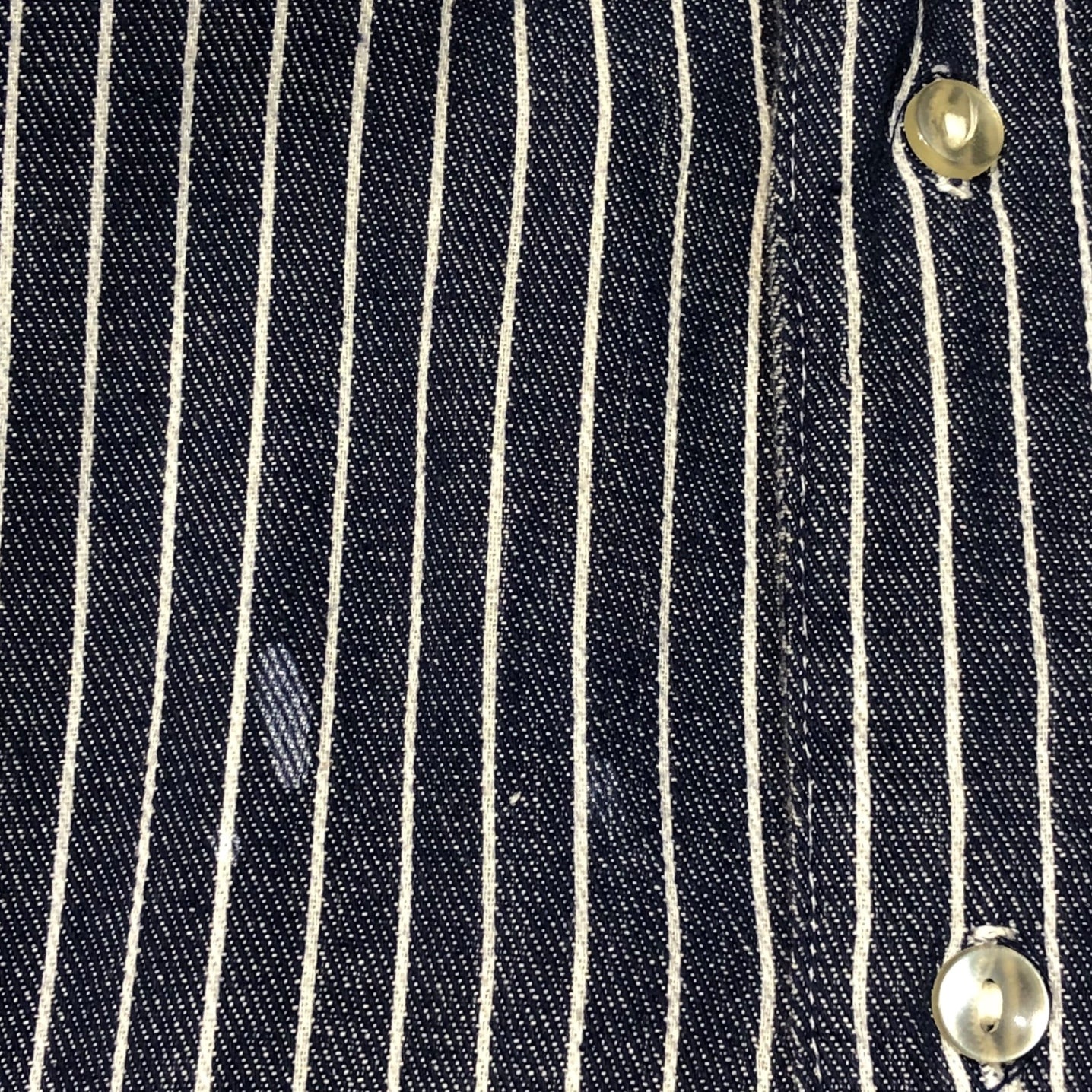 J.G.EISEL GMBH&CO(アイゼル) 70's ~ 80's german work cotton striped shirt ドイツ ワーク コットン ストライプ シャツ 42(XL程度) ネイビー