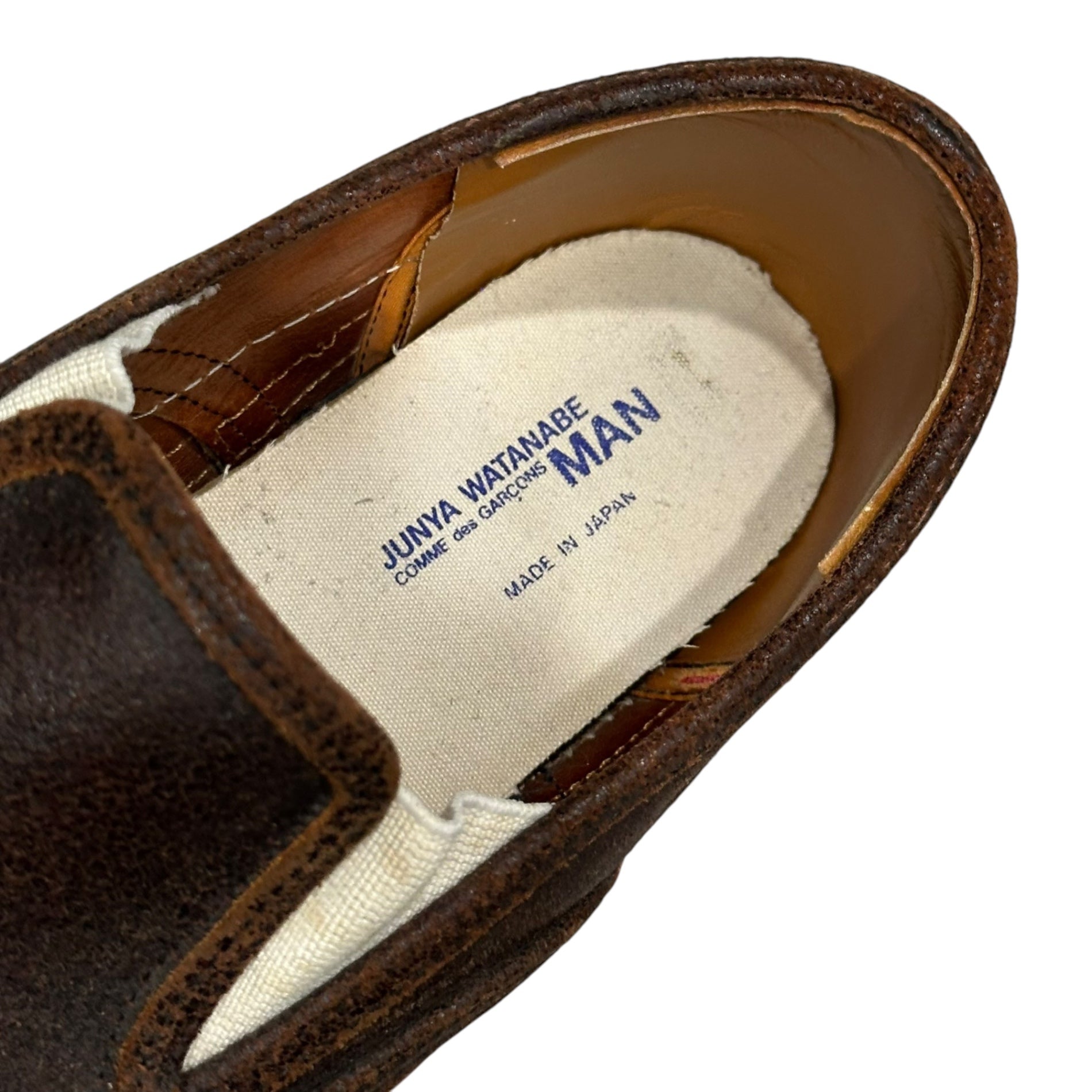 COMME des GARCONS JUNYA WATANABE MAN(コムデギャルソンジュンヤワタナベマン) Vibram sole Cracked Leather Slip-Ons クラック レザー スリッポン 表記無(27cm程度) ブラウン