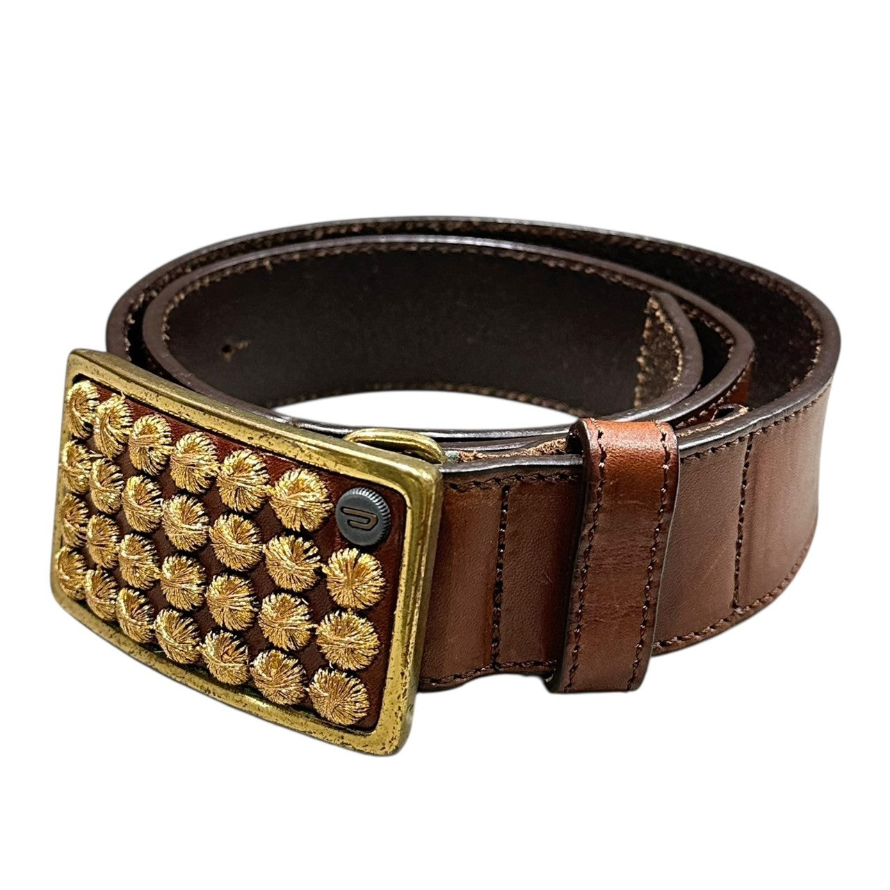 DIESEL(ディーゼル) 00's Buckle Belt 00年代 バックル ベルト 32インチ ブラウン イタリア製