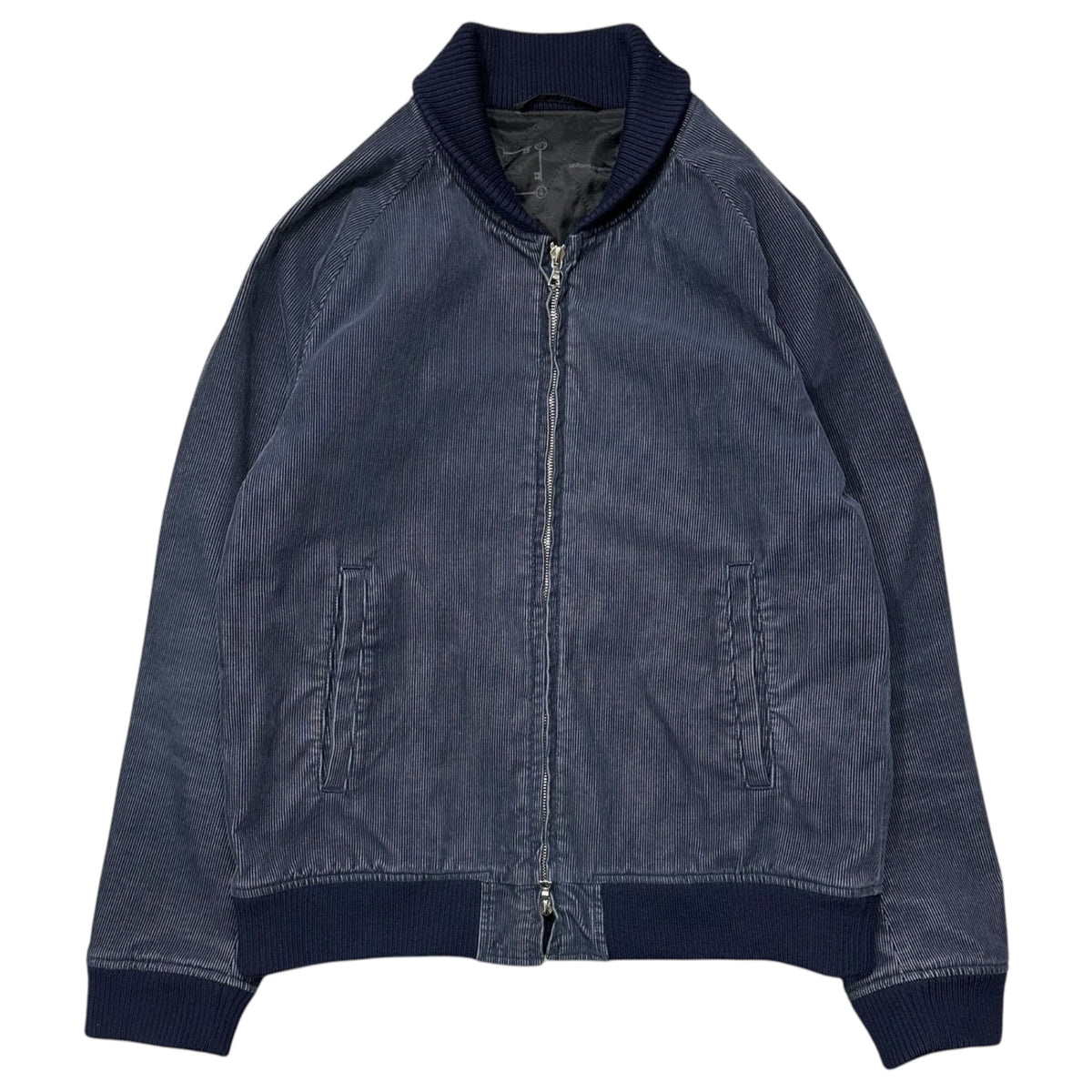 uniform experiment(ユニフォームエクスペリメント) 2012AW Shawl-Collar Back-Patch Corduroy Blouson ショール カラー バック ワッペン コーデュロイ ブルゾン UE-123027 3 ネイビー