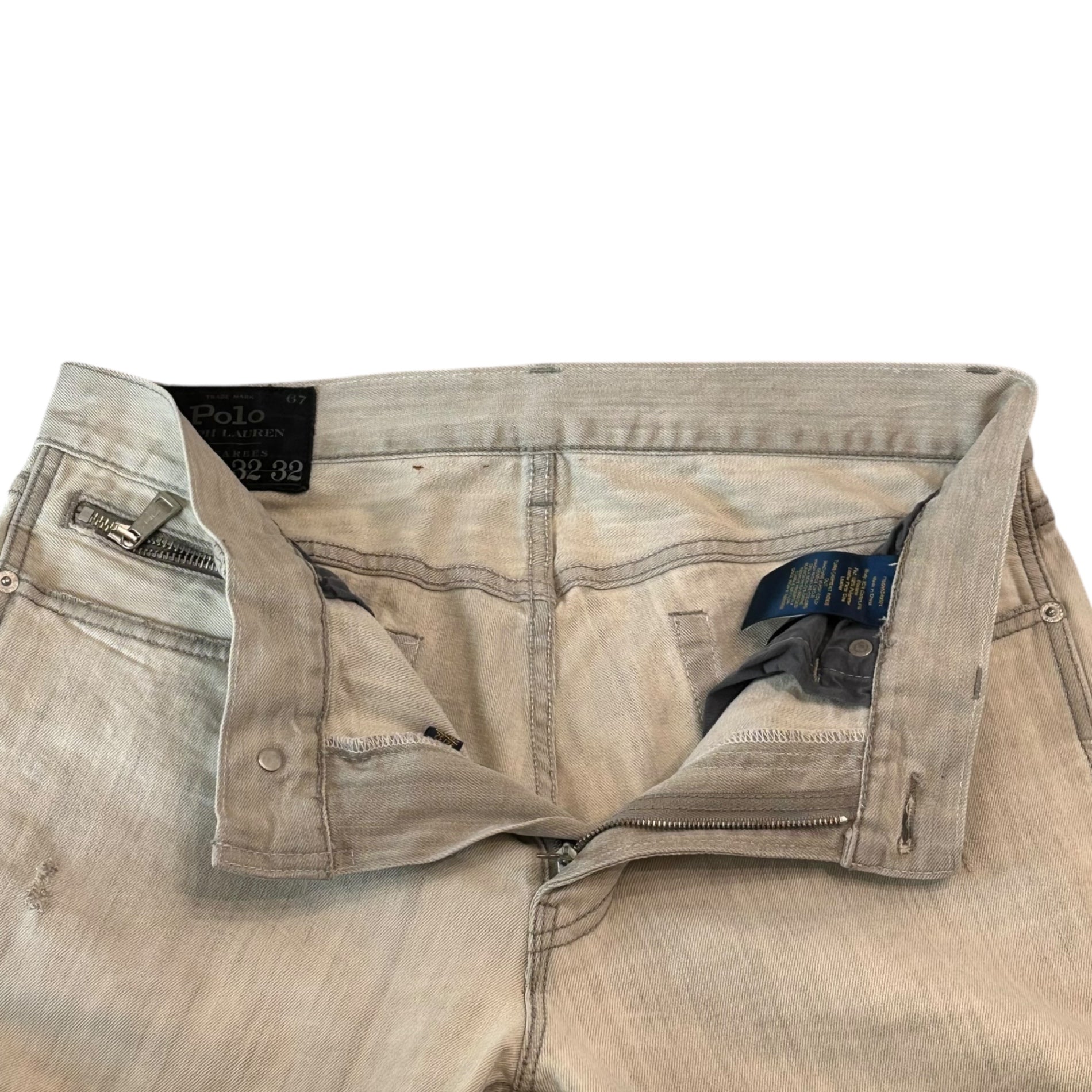 POLO RALPH LAUREN(ポロラルフローレン) Distressed Stretch Biker Denim Pants ダメージ加工 ストレッチ バイカー デニム パンツ 32 ライトグレー スキニー