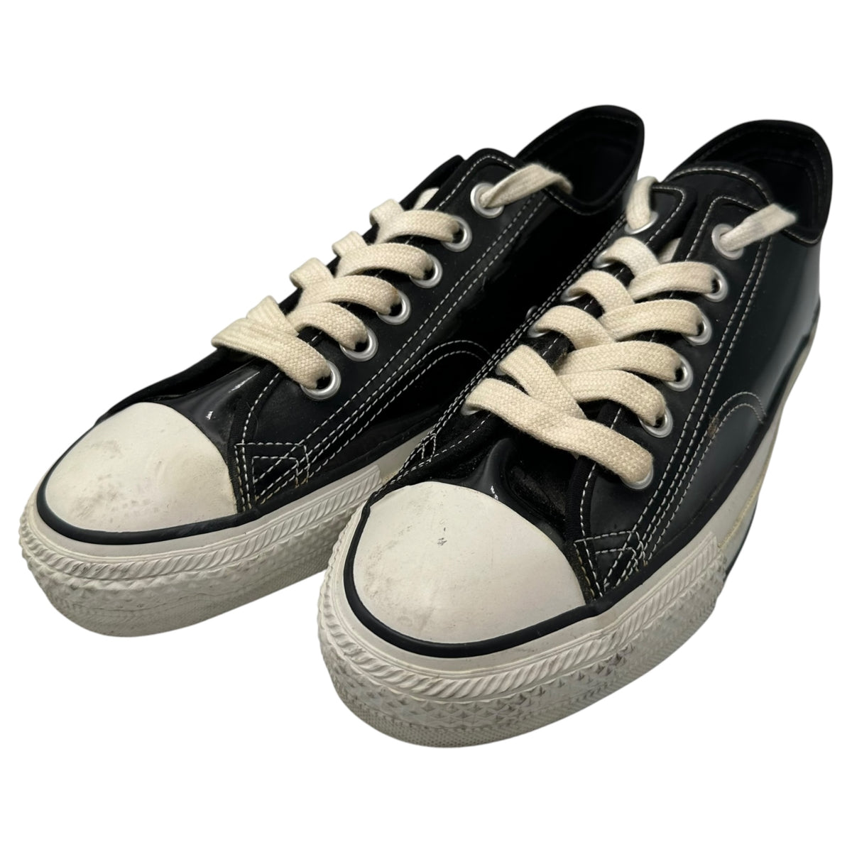 COMME des GARCONS HOMME PLUS(コムデギャルソンオムプリュス) Enamel Low-Cut Sneakers エナメル ローカット スニーカー EE20W 24cm ブラック×ホワイト