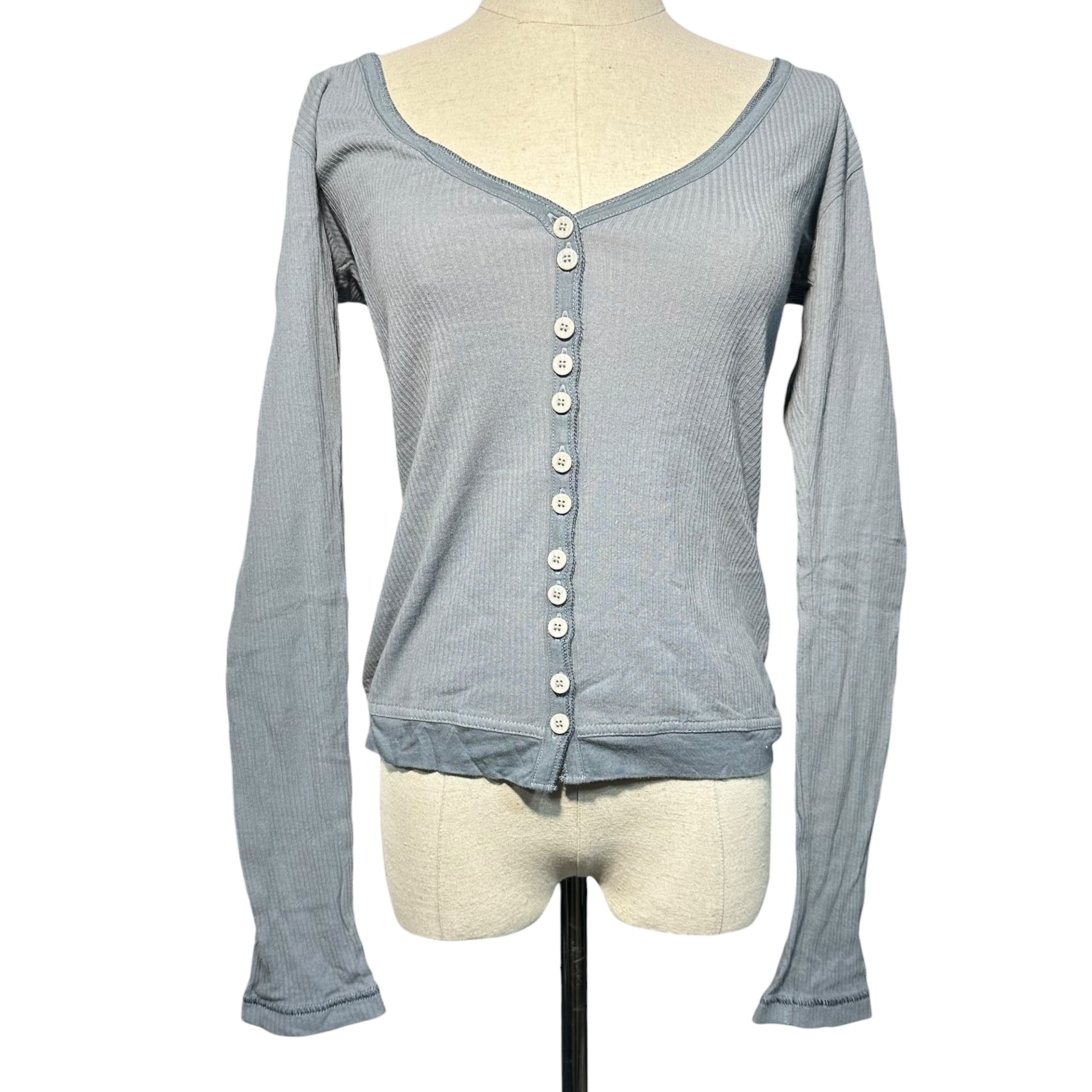 MARITHE FRANCOIS GIRBAUD(マリテフランソワジルボー) 00's V-neck Ribbed Cardigan Vネック リブ カーディガン F5-6736 S グレー Y2K