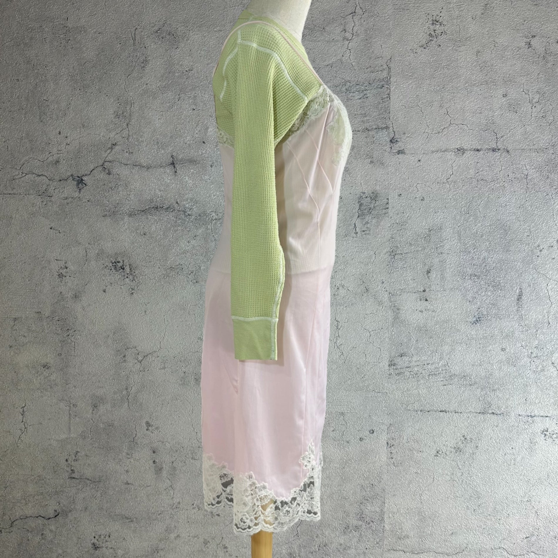 VINTAGE(ヴィンテージ) J.E MORGAN waffle thermal tops ワッフル生地サーマルカットソー 34-36 グリーン