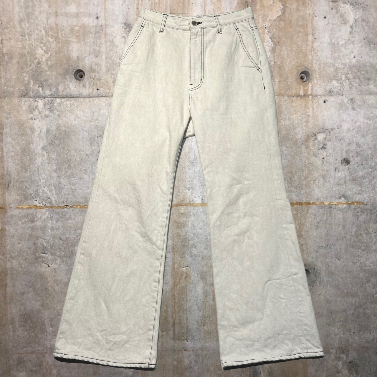 BELPER(ベルパー) 5ポケット フレア デニム ワイド パンツ 0912-1518 1(Sサイズ程度) ホワイト