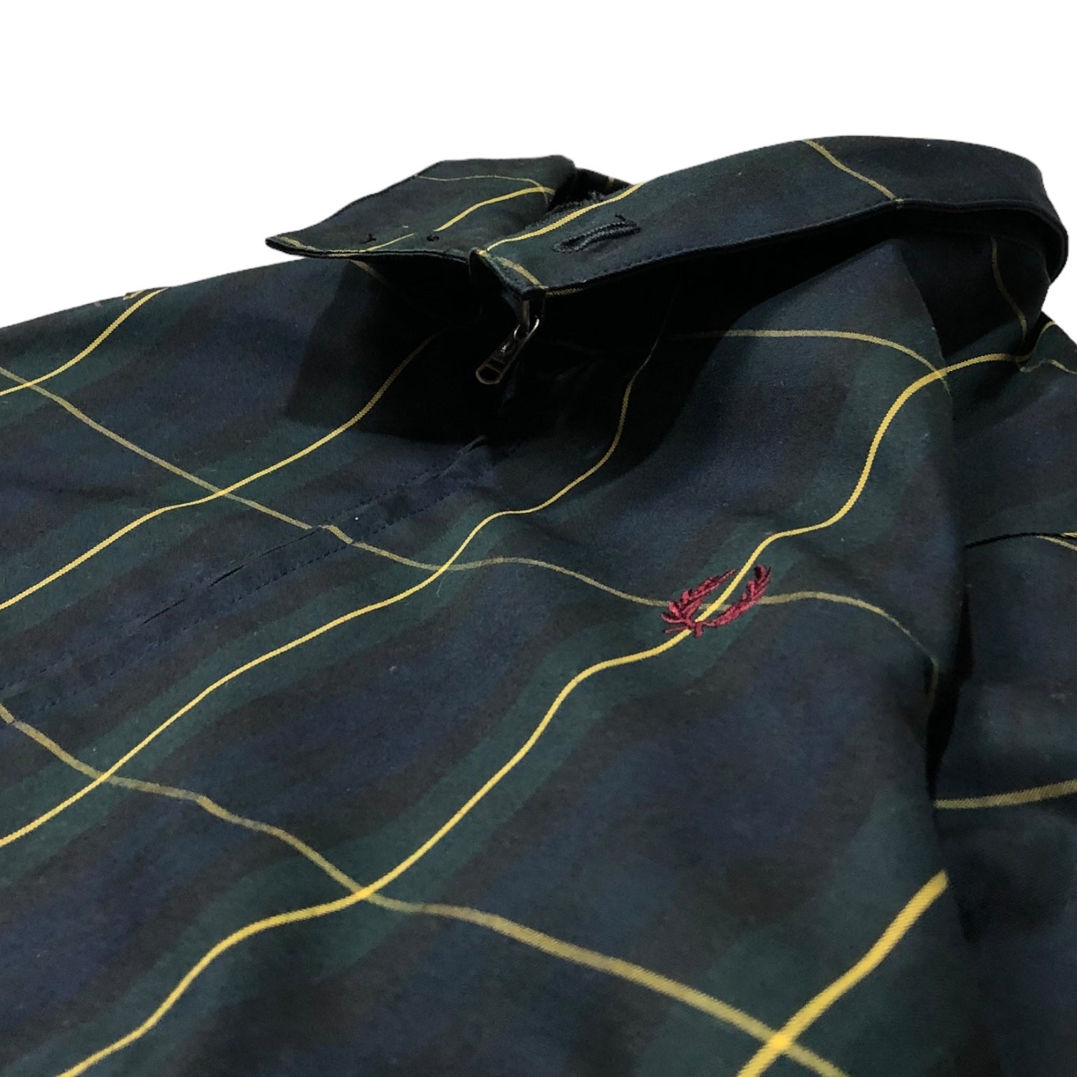 FRED PERRY(フレッドペリー) Harrington jacket ハリントン ジャケット F2472 S グリーン×ネイビー ウォーター リペレント スイングトップ ジャケット チェック