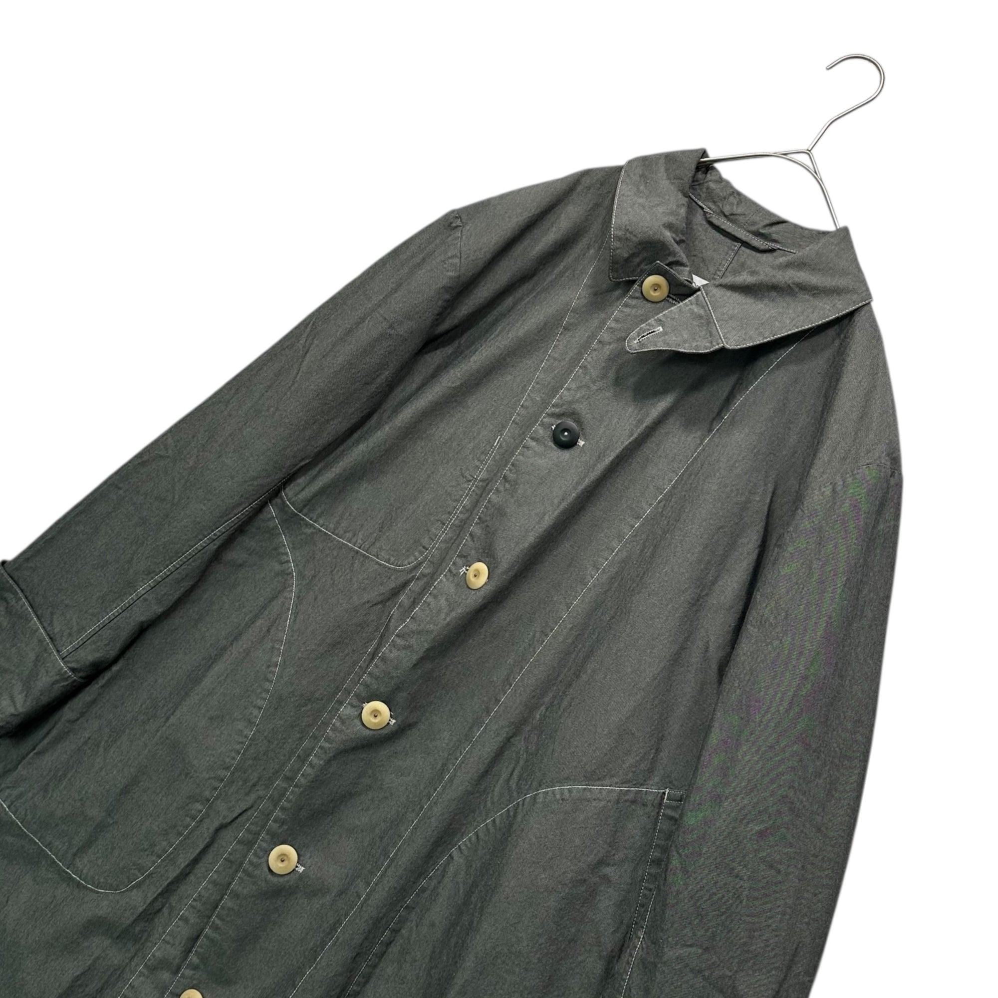 MAISON MARGIELA(メゾンマルジェラ) 25SS Canvas Coat ステンカラー キャンバス ロング コート S50AA0156 42 チャコールグレー