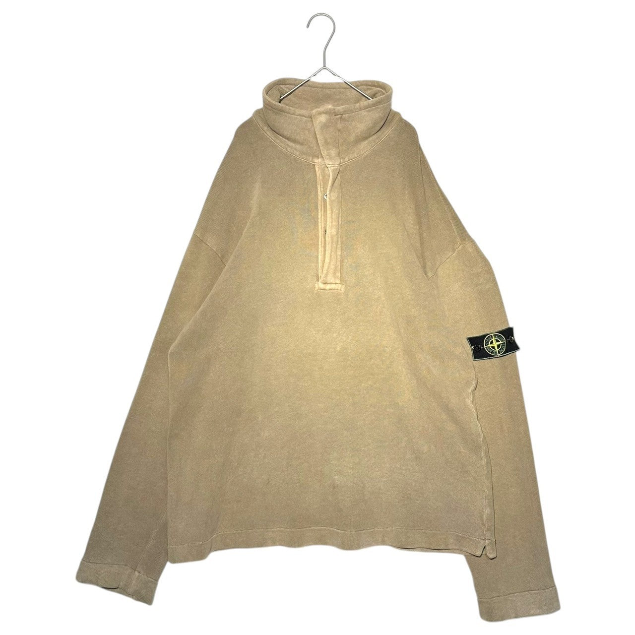 STONE ISLAND(ストーンアイランド) 98AW Half-Zip & Button Sweatshirt Pullover Shirt ハーフジップ&ボタン スウェット プルオーバー シャツ 29156E43 L ベージュ 90's 90年代 アーカイブ