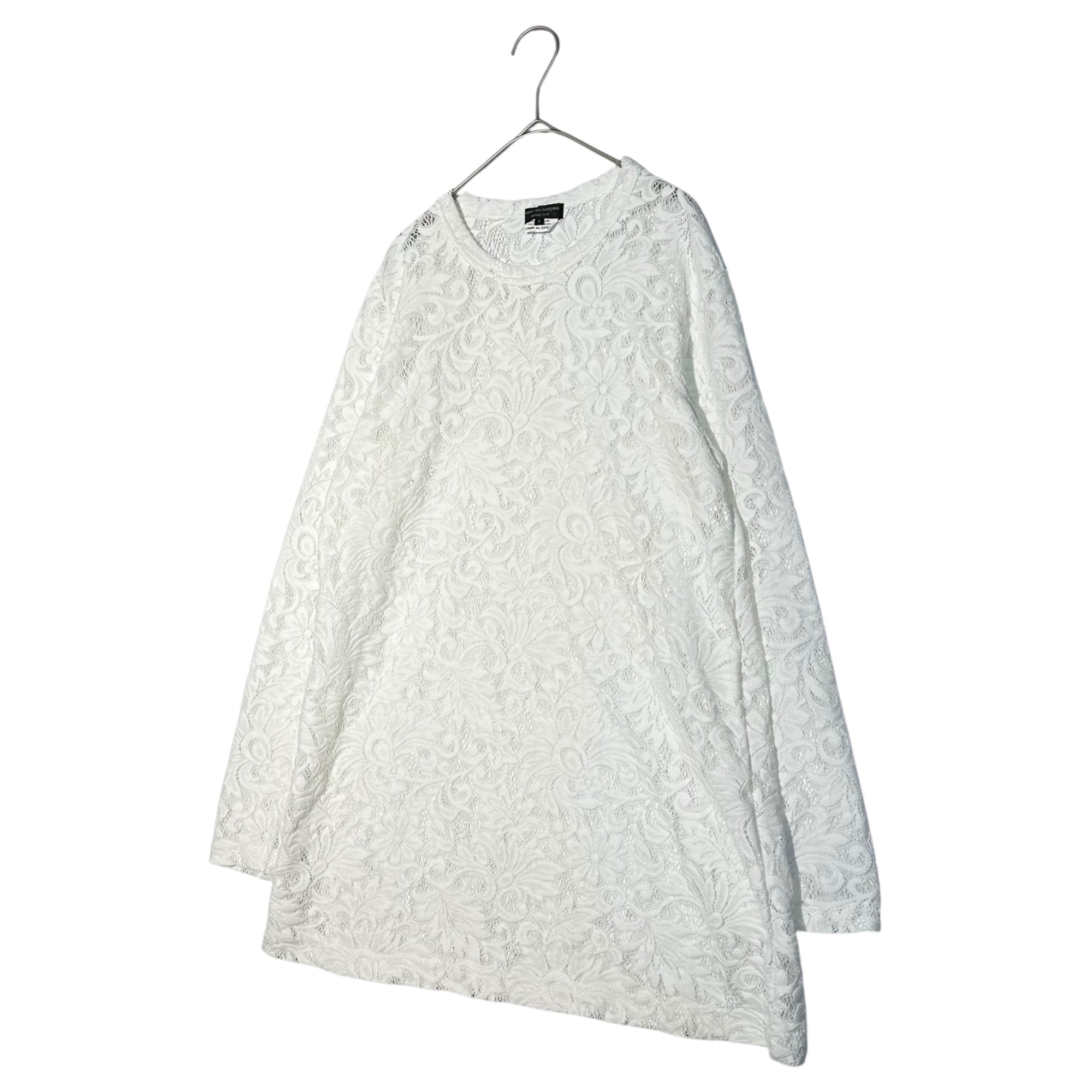 COMME des GARCONS HOMME PLUS(コムデギャルソンオムプリュス) 25SS Estelle Russell Lace Product Wash L/S T-Shirt エステル ラッセルレース 製品洗い ロング スリーブ Tシャツ PO-T034 S ホワイト 長袖