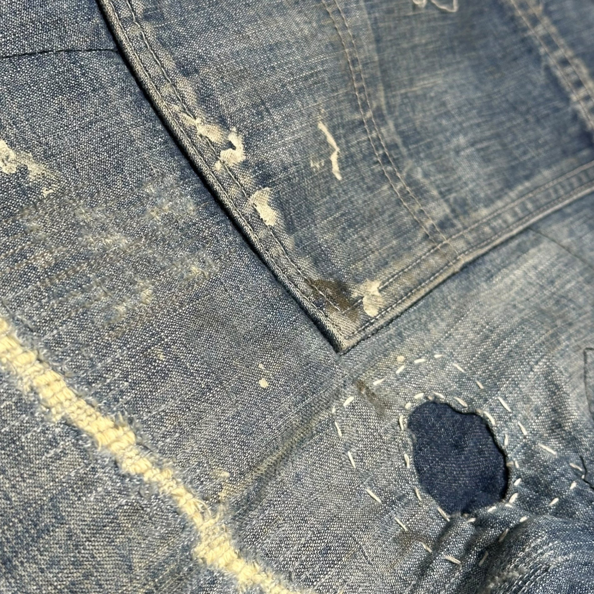 SAINT MICHAEL(セントマイケル) 24SS DENIM PANTS PAINTER BLUE ヴィンテージ加工 ペインター デニム パンツ SM-YS3-0000-051 S ライトインディゴ ダメージ