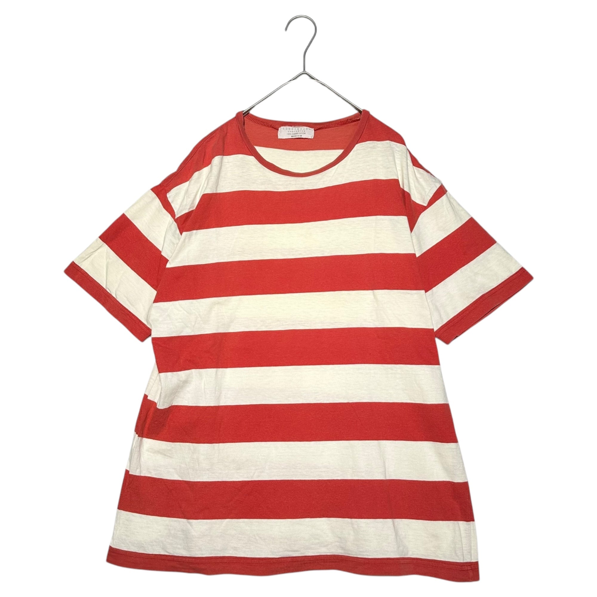 GOODENOUGH(グッドイナフ) 90's striped crew neck T-shirt 90年代 ボーダー クルーネック Tシャツ M ホワイト×ピンク