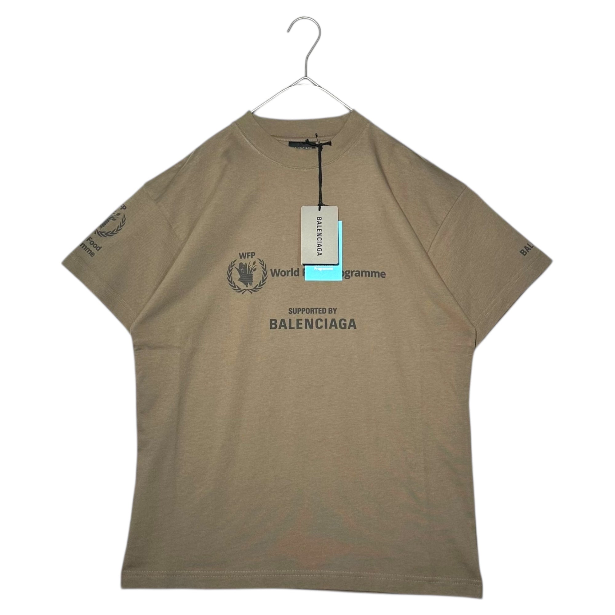BALENCIAGA(バレンシアガ) 22AW WFP T-SHIRT WOLD FOOD PROGRAMME ワールド フード プログラム 両面プリント モックネック 半袖Tシャツ 612965 XS ブラウン