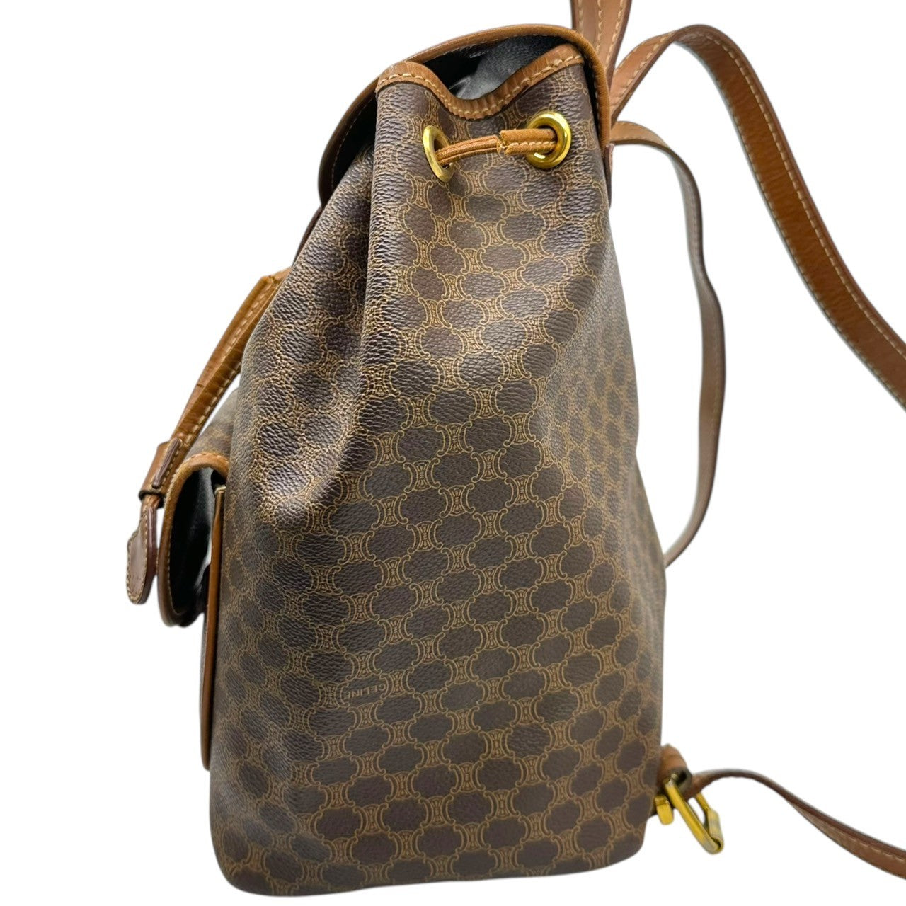 CELINE(セリーヌ) Macadam Pattern Mini Backpack マカダム柄 ミニ リュック CE06-1 ブラウン×ゴールド レザー PVC