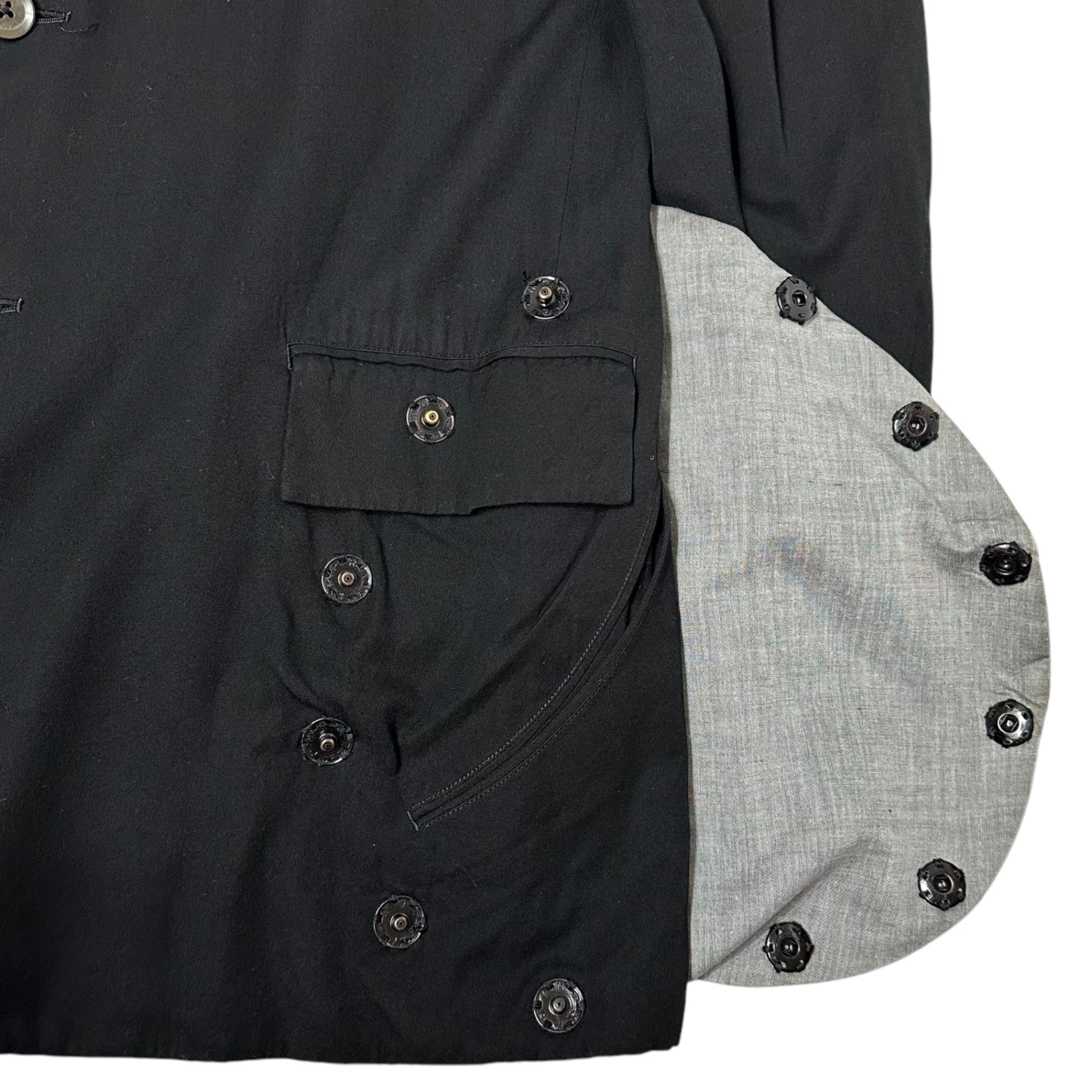 YOHJI YAMAMOTO POUR HOMME(ヨウジヤマモトプールオム) 06SS Baseball Period Piping Big Flap Pockets Design Long Tailored ベースボール期 パイピング ビッグ フラップ ポケット デザイン ロング テーラード ジャケットJacket HR-J36-232 2(M程度) ブラック 2006SSコレクション LOOK37 着用アイテム