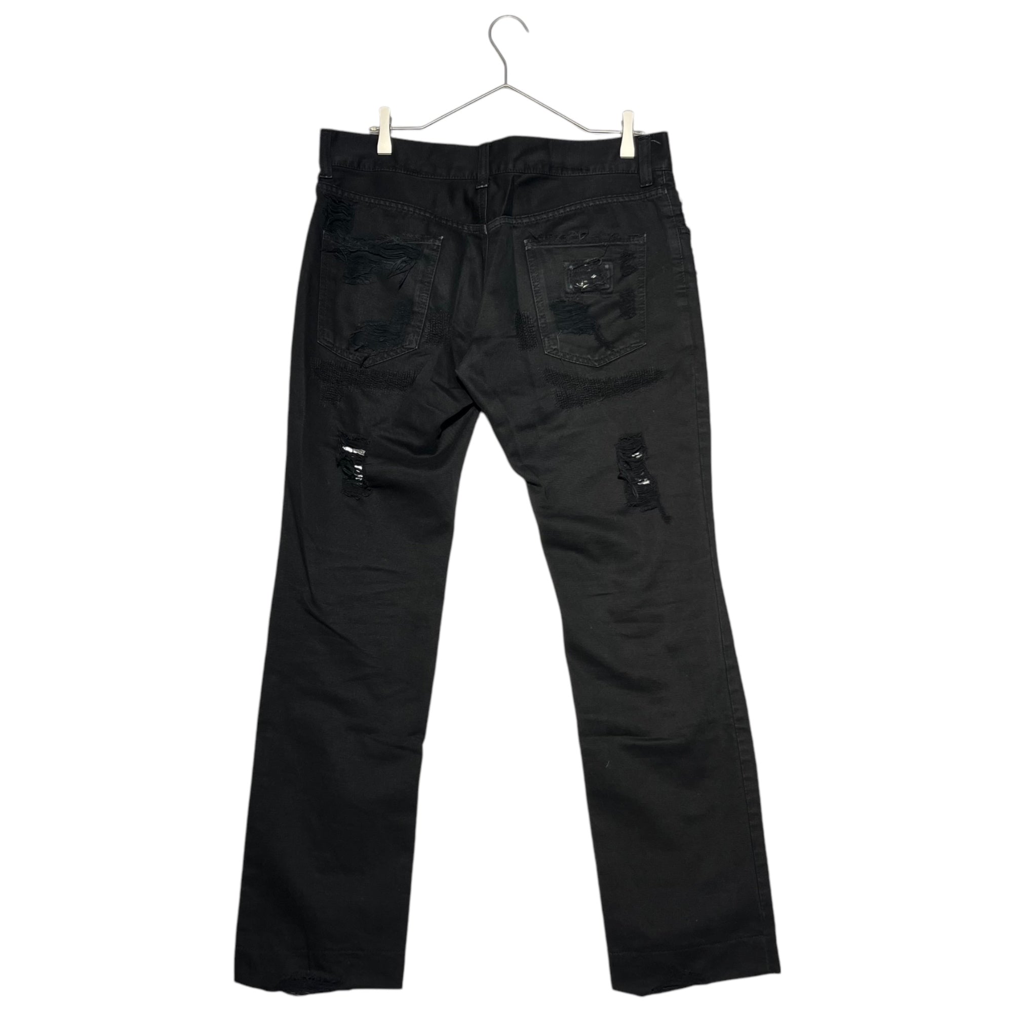 DOLCE&GABBANA(ドルチェ&ガッバーナドルガバ) Back plate distressed black denim pants バックプレート ダメージ加工 ブラック デニム パンツ G46CLT G9K12 48(L程度) ブラック