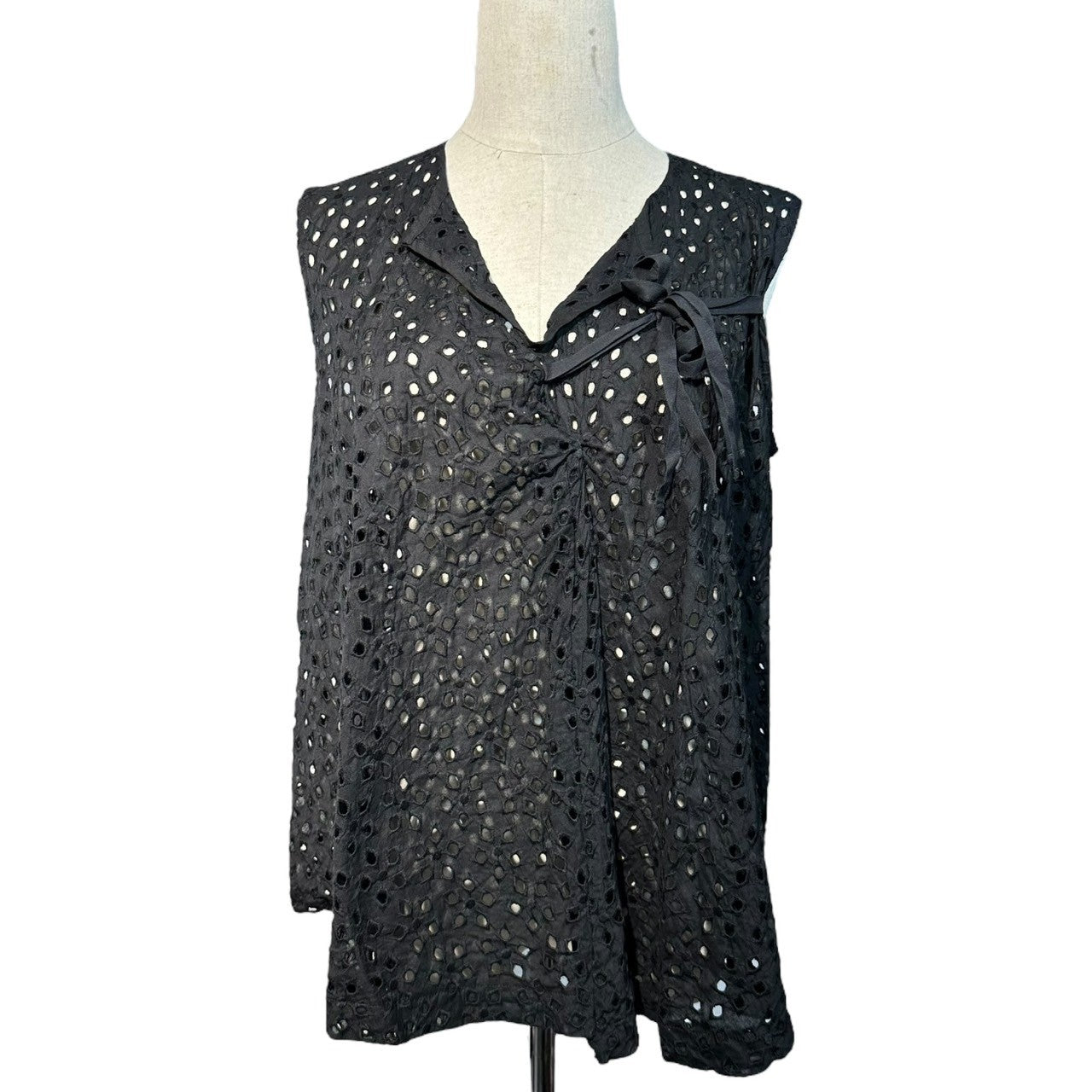 tricot COMME des GARCONS(トリココムデギャルソン) 07AW Cutwork Sleeveless Blouse カットワーク ノースリーブ ブラウス TT-B004 M ブラック AD2007