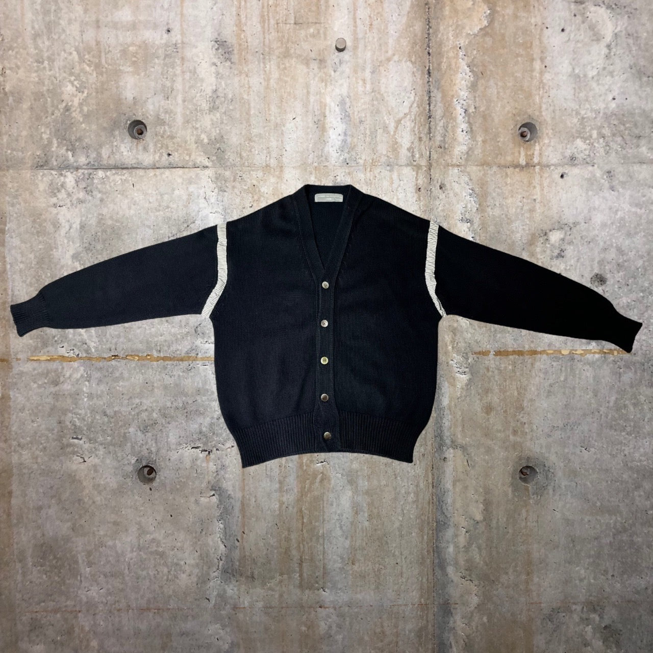 COMME des GARCONS HOMME(コムデギャルソンオム) 90's sleeve switching cotton cardigan/袖切替コットンカーディガン/90年代/ヴィンテージ/田中啓一 HN-100020 SIZE FREE ブラック×ホワイト AD1993 田中オム