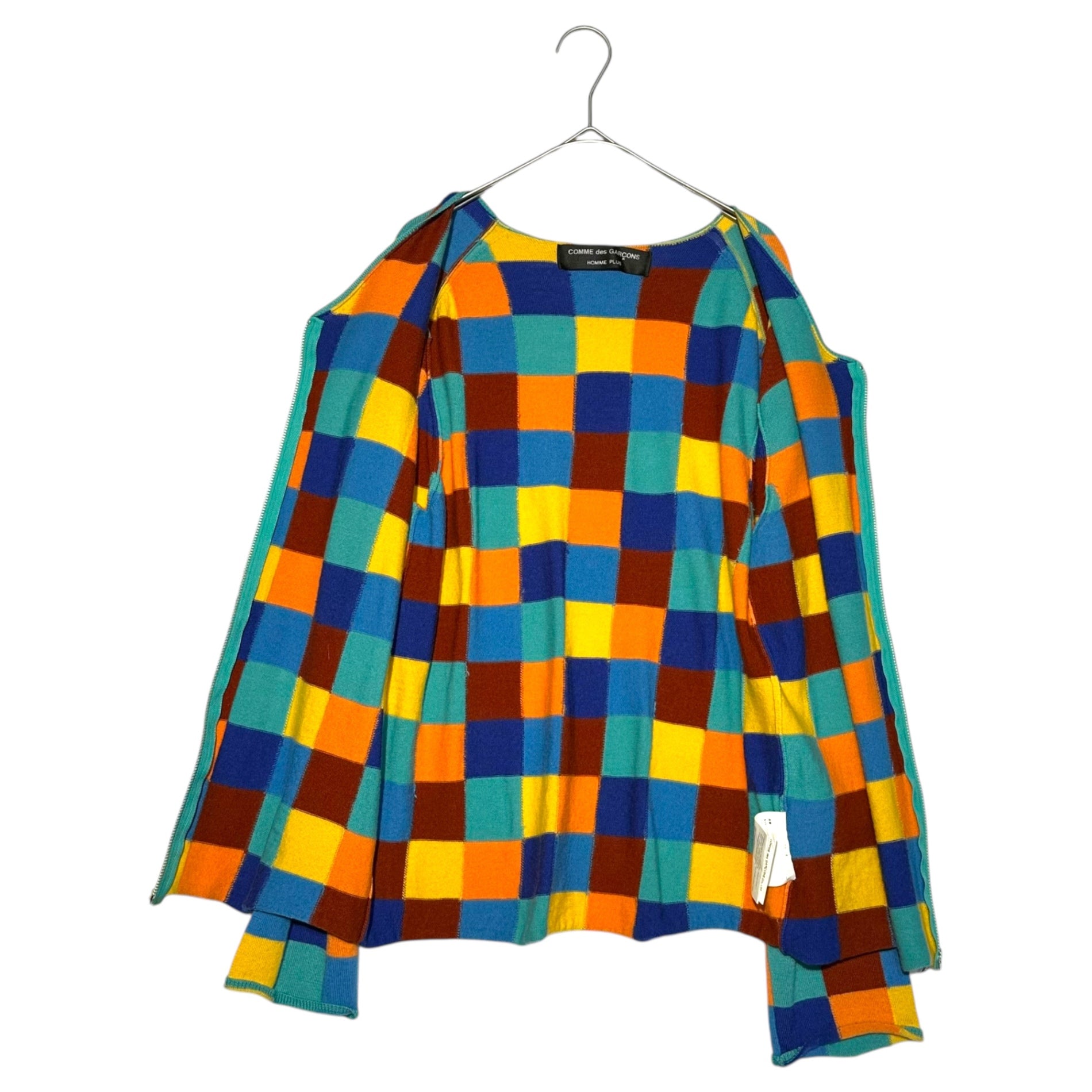 COMME des GARCONS HOMME PLUS(コムデギャルソンオムプリュス) 01AW panel check cardigan/パネルチェックカーディガン/00s/ヴィンテージ PC-N037 表記なし(S~M程度) ミックス サイケ期 コレクションランウェイ着用アイテム