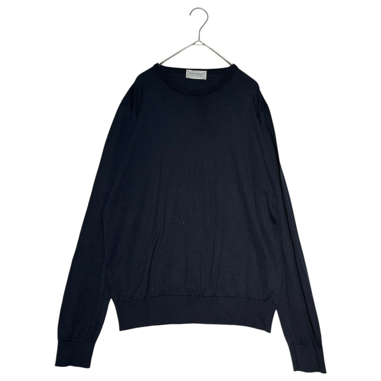 JOHN SMEDLEY(ジョンスメドレー) EMMETT PULLOVER コットン クルーネック ニット M ネイビー イングランド製 定番品