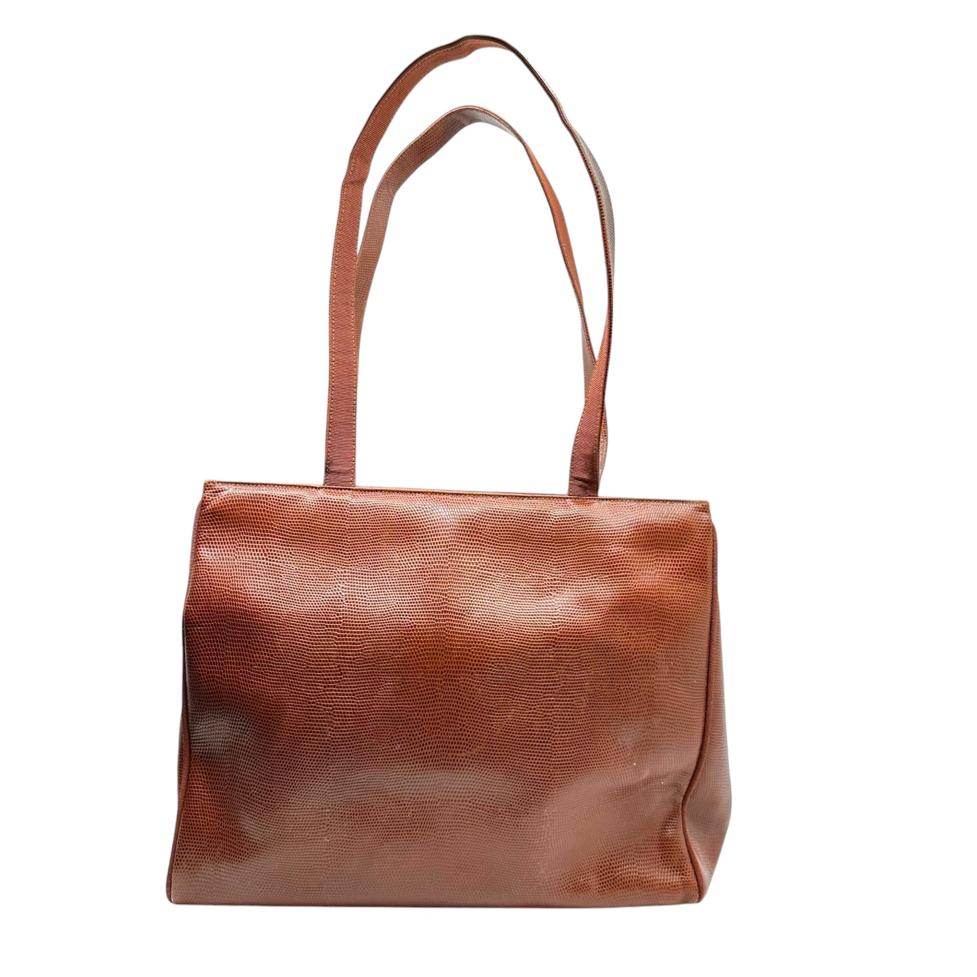 Salvatore Ferragamo(サルヴァトーレフェラガモ) Stamped leather Vala ribbon leather tote bag 型押し レザー ヴァラ リボン レザー トート バッグ HD-212530 ブラウン 肩掛け ハンド