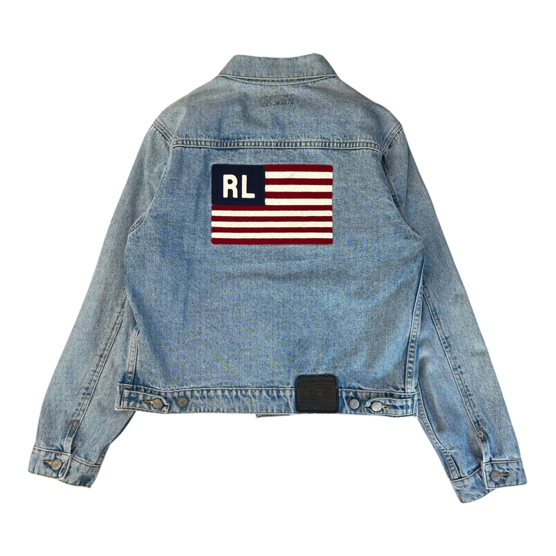 POLO JEANS(ポロジーンズラルフローレン) 90's~00's 2nd TYPE Stars and Stripes Patch Denim Jacket セカンド 星条旗 ワッペン デニム ジャケット M ライトインディゴ 90年代~ ヴィンテージ