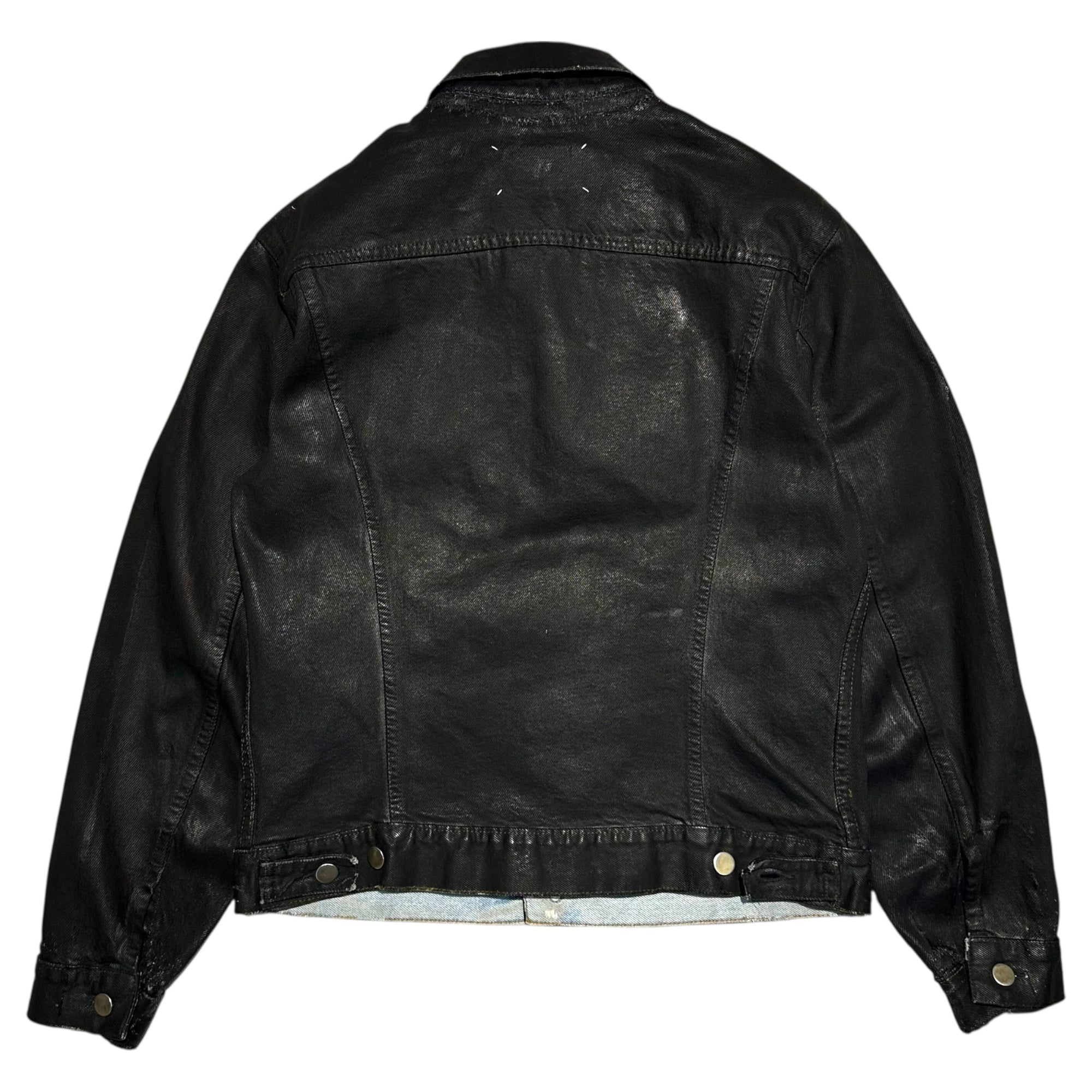 【SALE対象外】Maison Martin Margiela(メゾン マルタンマルジェラ) 2000SS ⓪ ⑩ Artisanal Paint Denim Trucker Jacket アーティザナル 再構築 デニム トラッカー ジャケット 333-48440 M ブラック 00's オリゾンティタグ 本人期 リーバイス3rdモデル ポケット有Ver