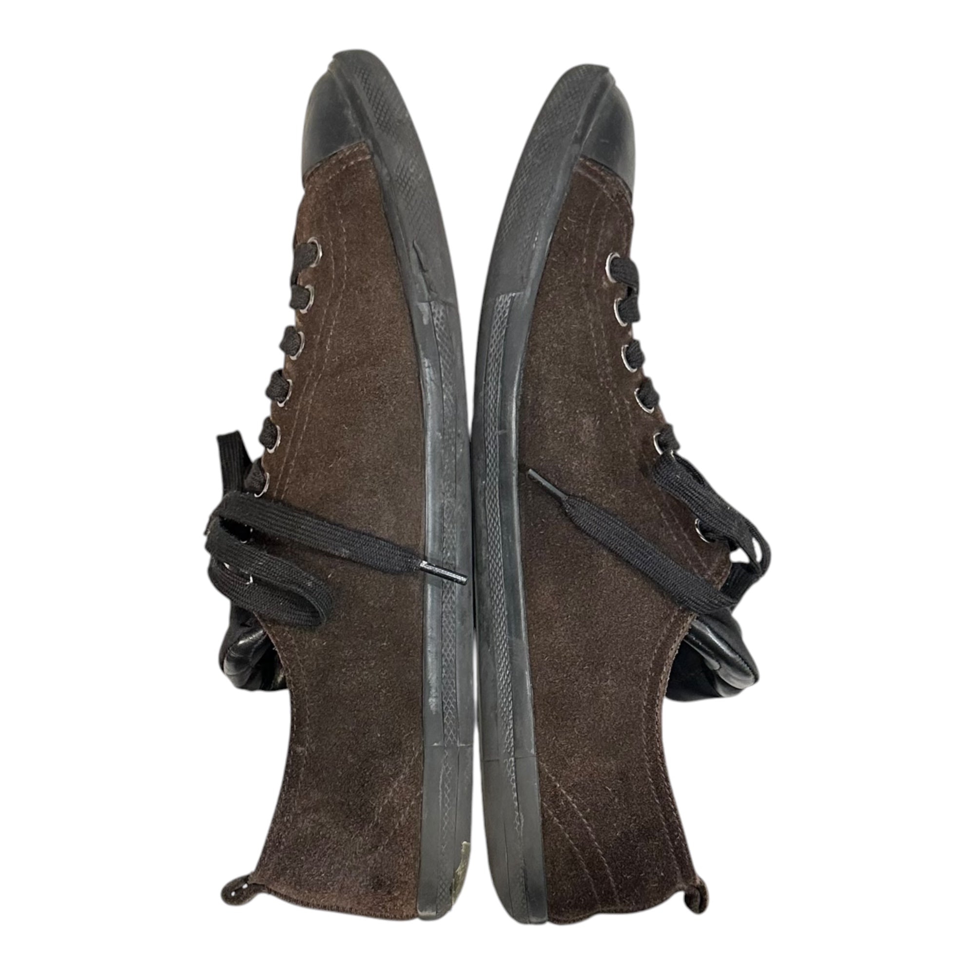 PRADA(プラダ) Suede Low-Top Sneakers スウェード ローカット スニーカー 4E2105 9(27.0cm程度) ブラウン×ブラック×レッド