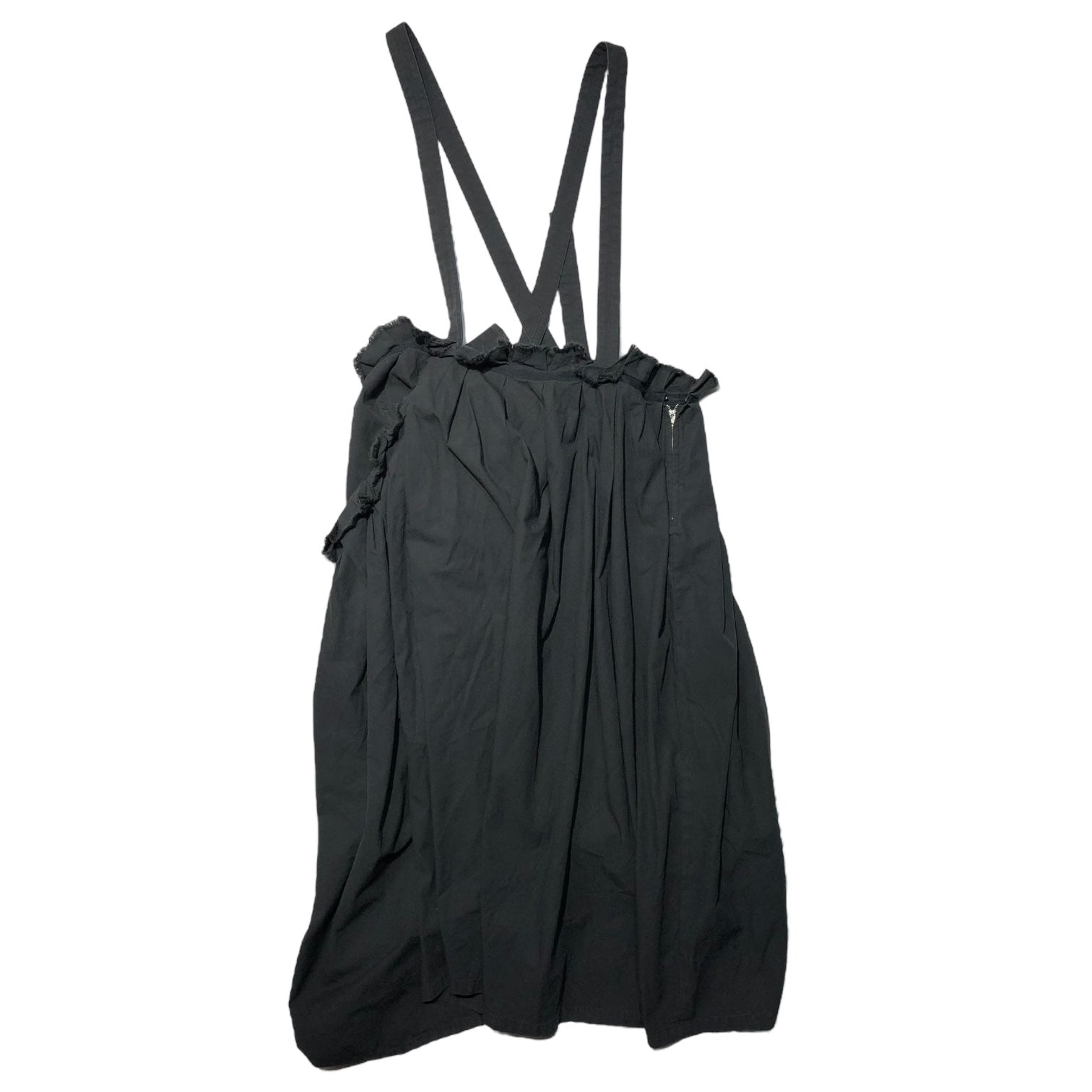 Y's(ワイズ) Raw-cut gathered jumper skirt 切りっぱなし ギャザー ジャンパー スカート YV-S09-009 2(M程度) ブラック サロペット