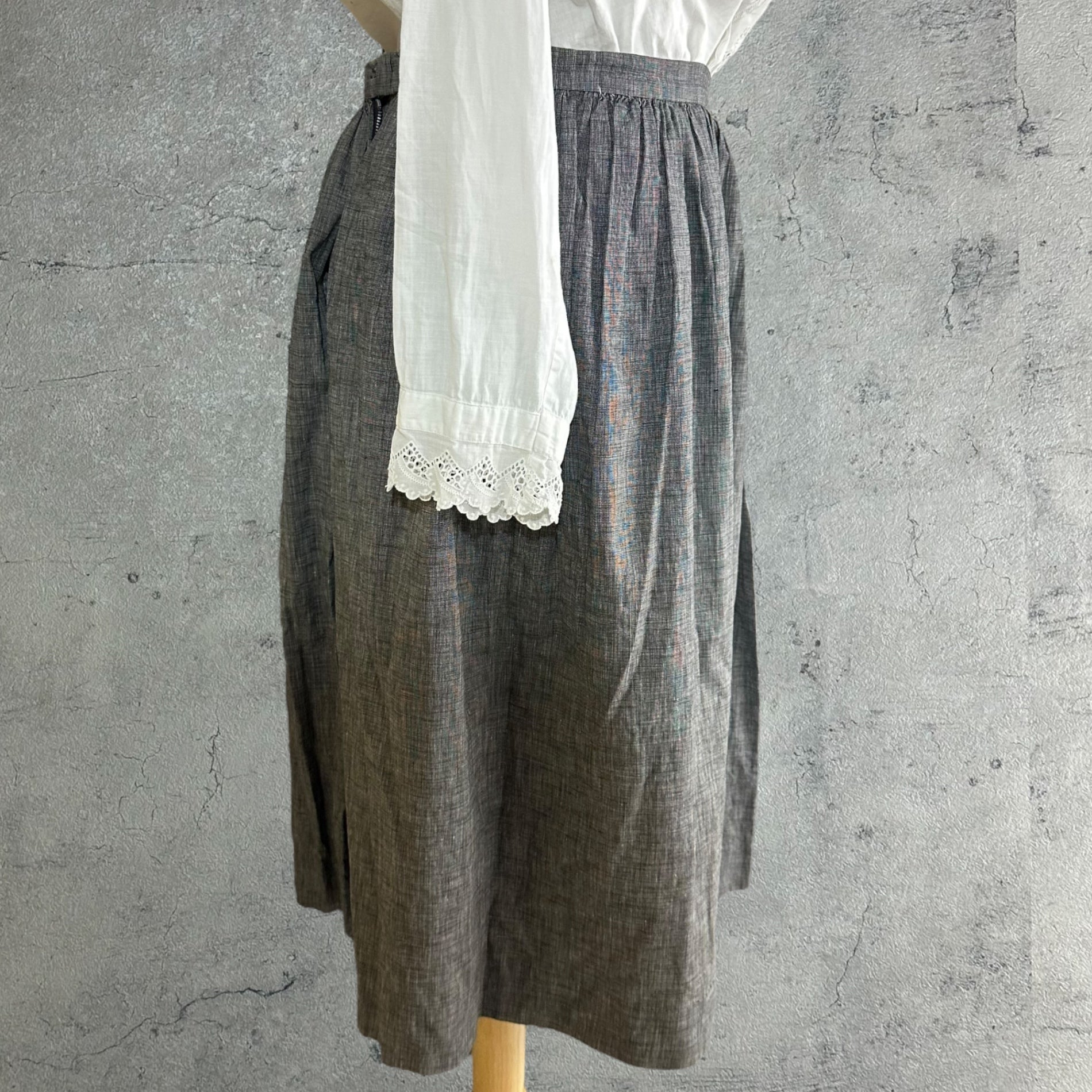 Euro vintage(ヨーロッパヴィンテージ) 70's Mont Blanc_ami ami lace knit skirt ニットレース編みスカート 表記無し(Mサイズ程度) ベージュ / 後見頃裾に汚れ有
