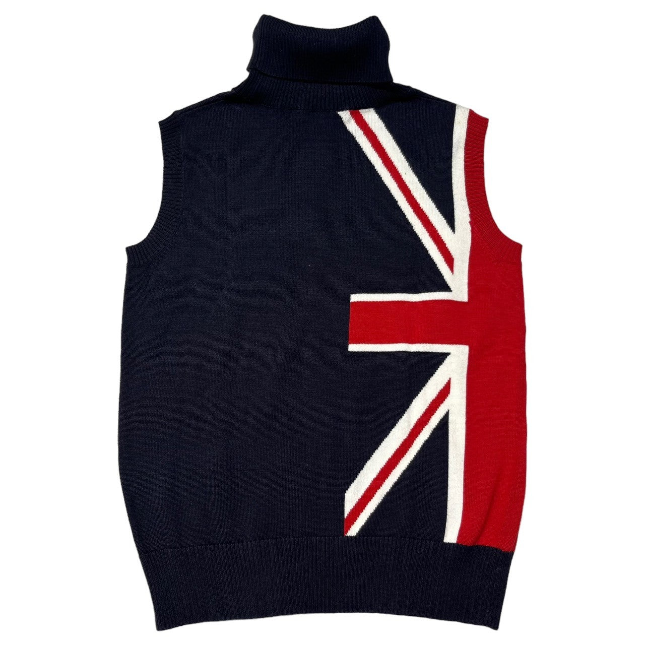 BURBERRY LONDON(バーバリーロンドン) Union Jack Sleeveless Turtleneck Logo Knit ユニオンジャック ノースリーブ タートルネック ロゴ ニット BB242-927-30 160(レディースS~M程度) ネイビー×レッド
