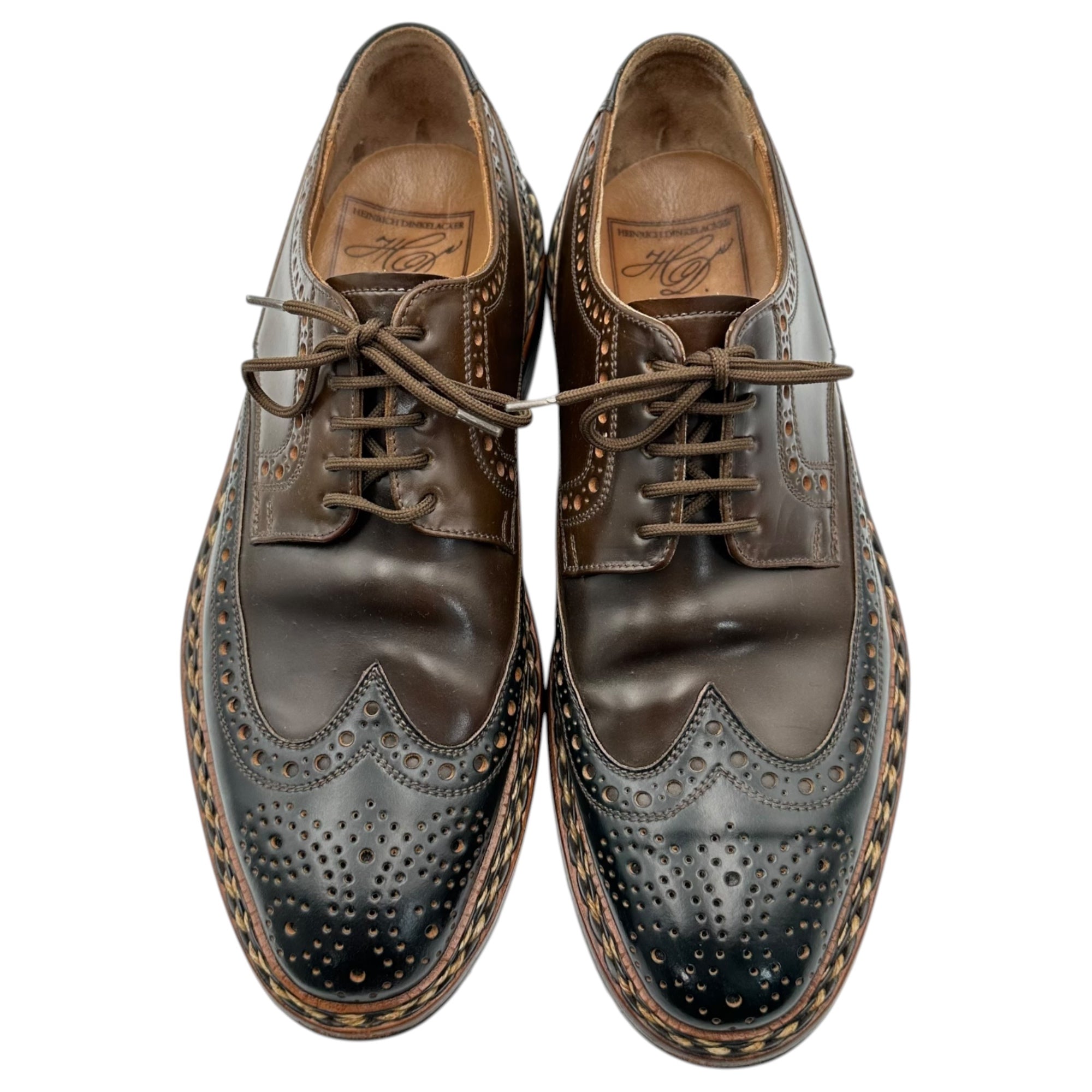 HEINRICH DINKELACKER(ハインリッヒディンケラッカー) BUDA Derby Shoes ブダ コードバン 2トーン ウィングチップ ダービー シューズ 表記無 ネイビー×ブラウン 革靴 レザー